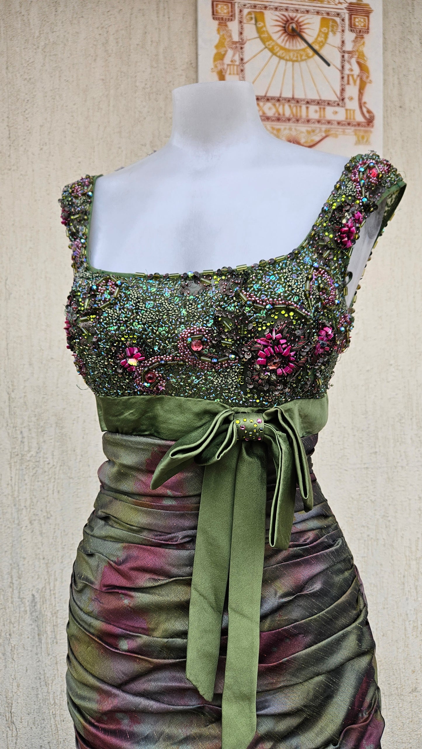 Green embroidered maxi dress