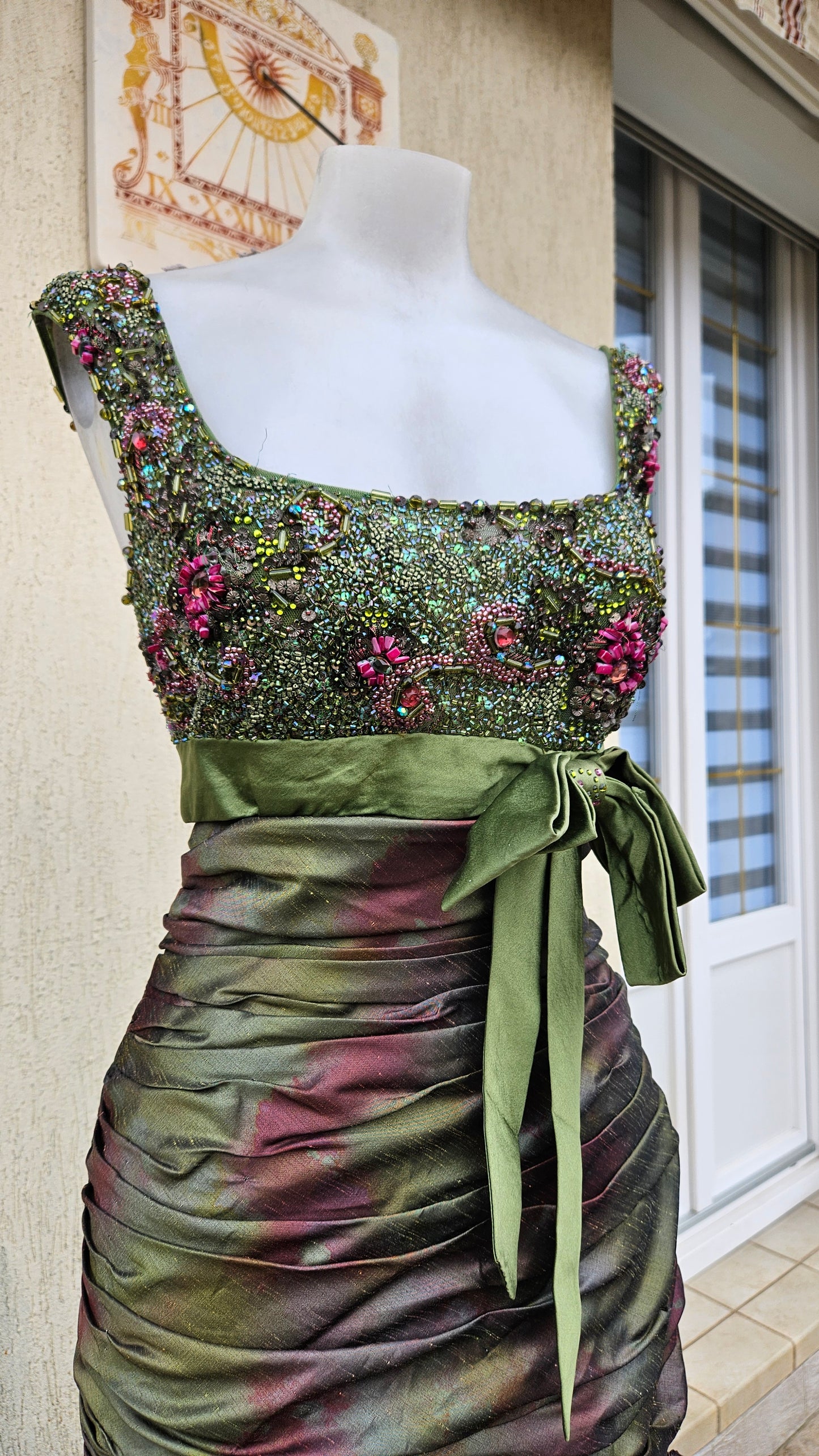 Green embroidered maxi dress