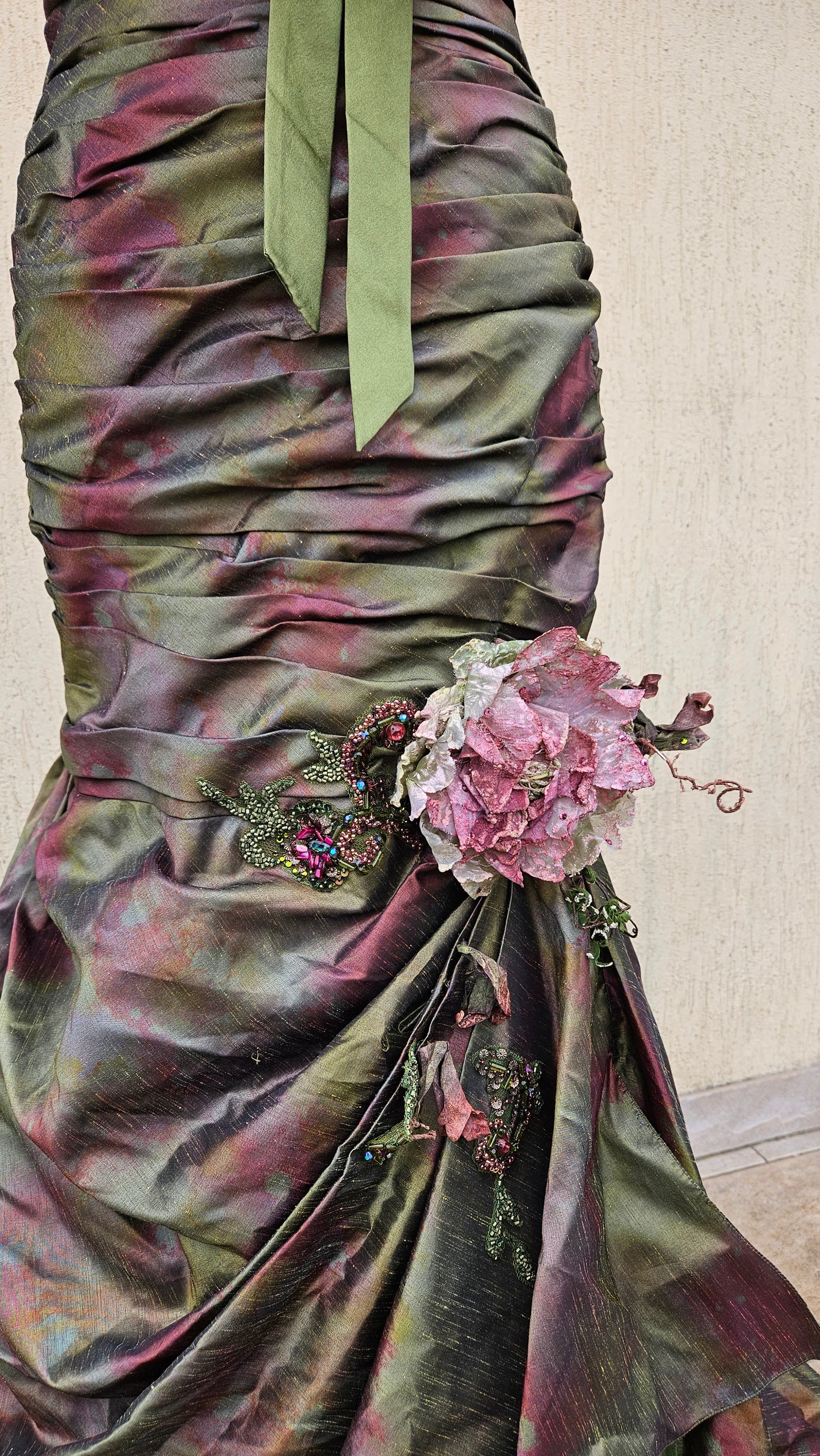 Green embroidered maxi dress