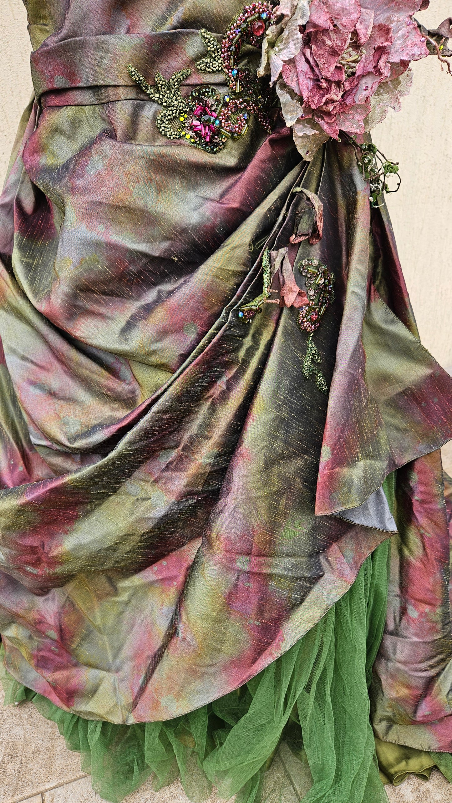 Green embroidered maxi dress
