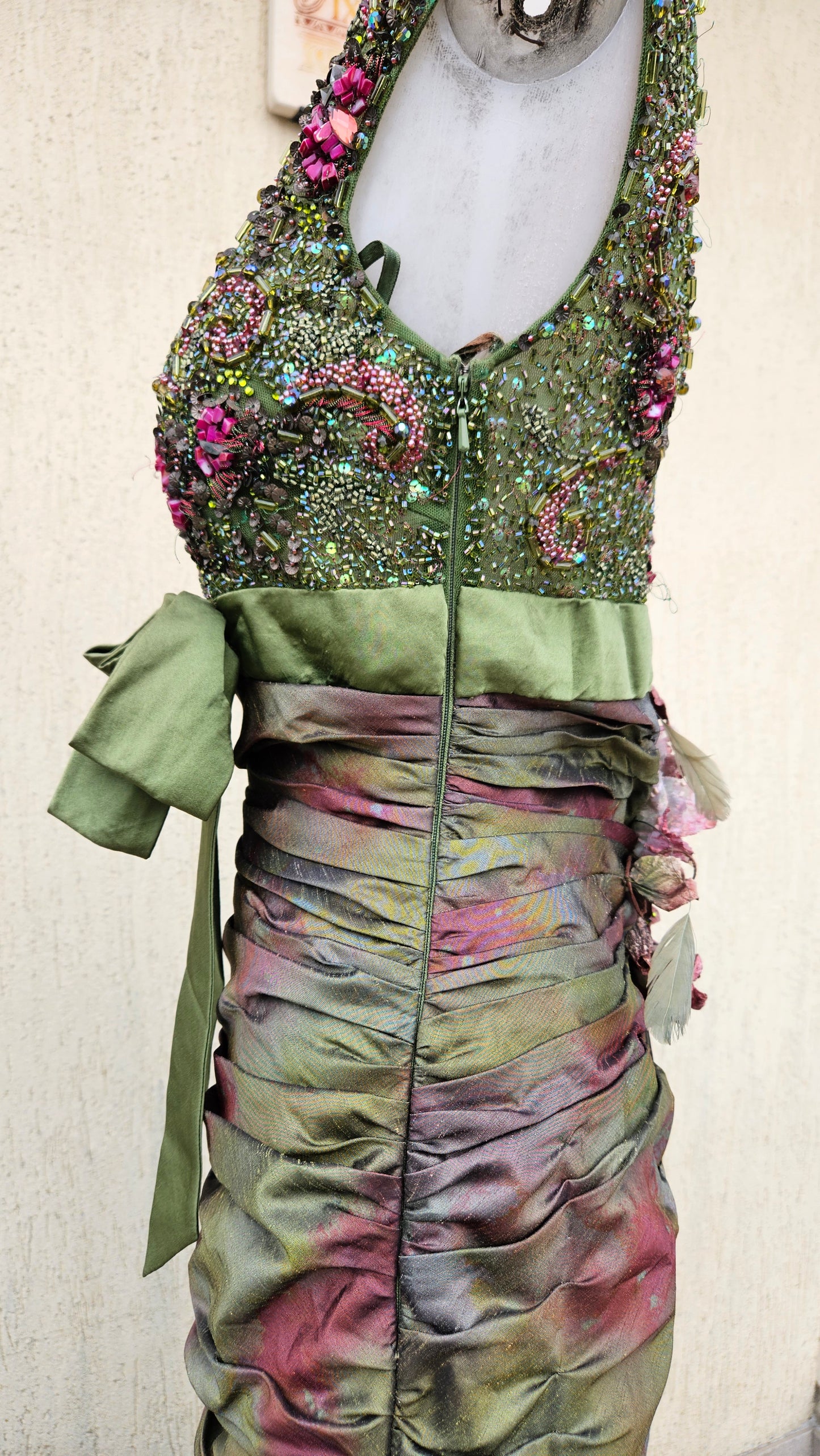 Green embroidered maxi dress