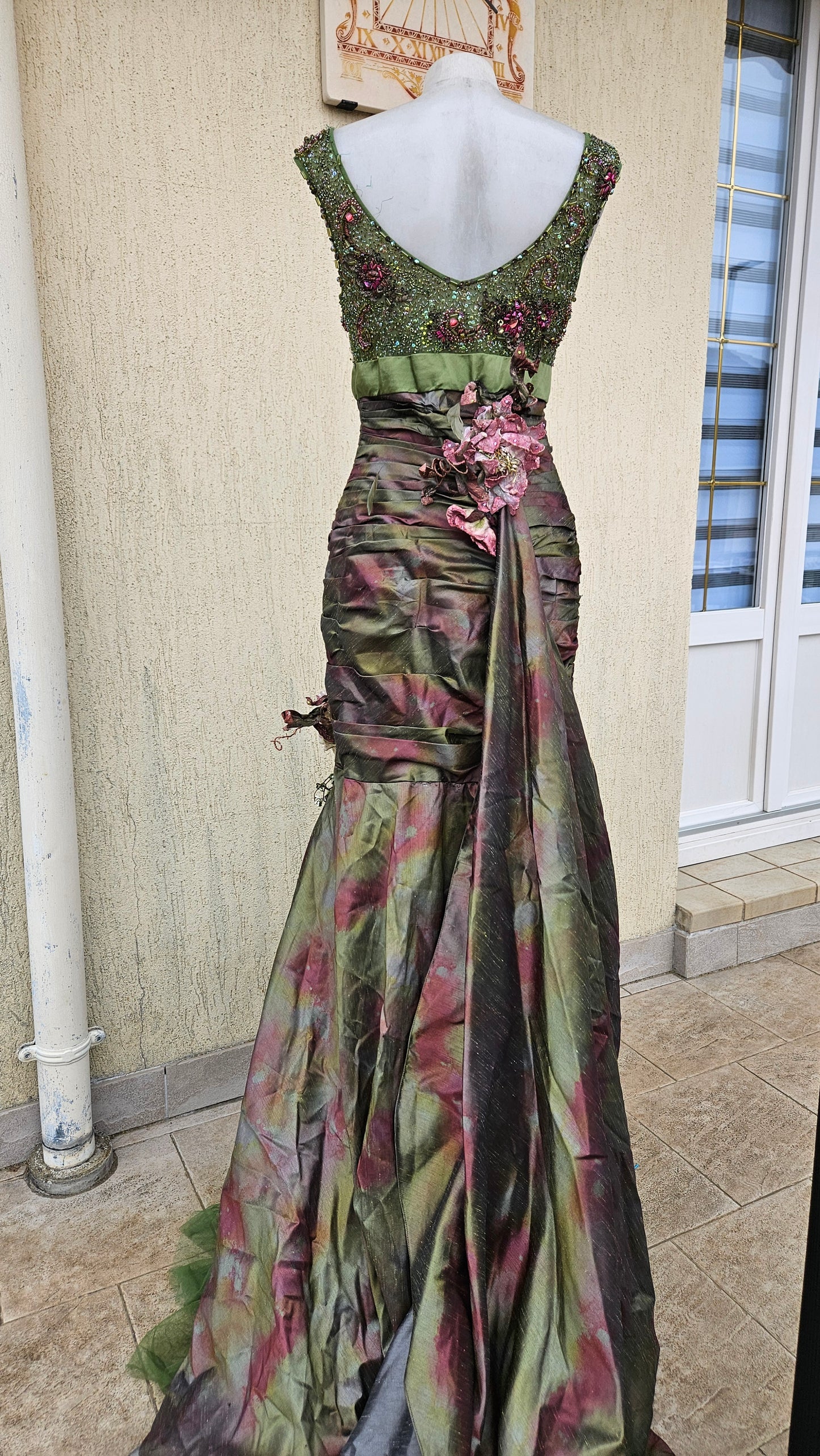 Green embroidered maxi dress