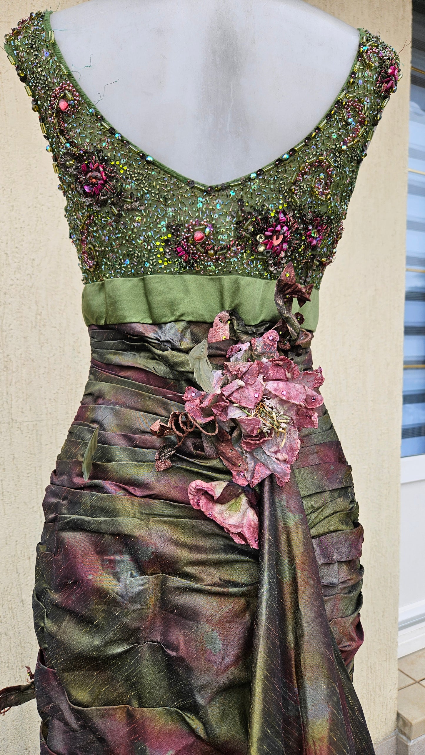 Green embroidered maxi dress