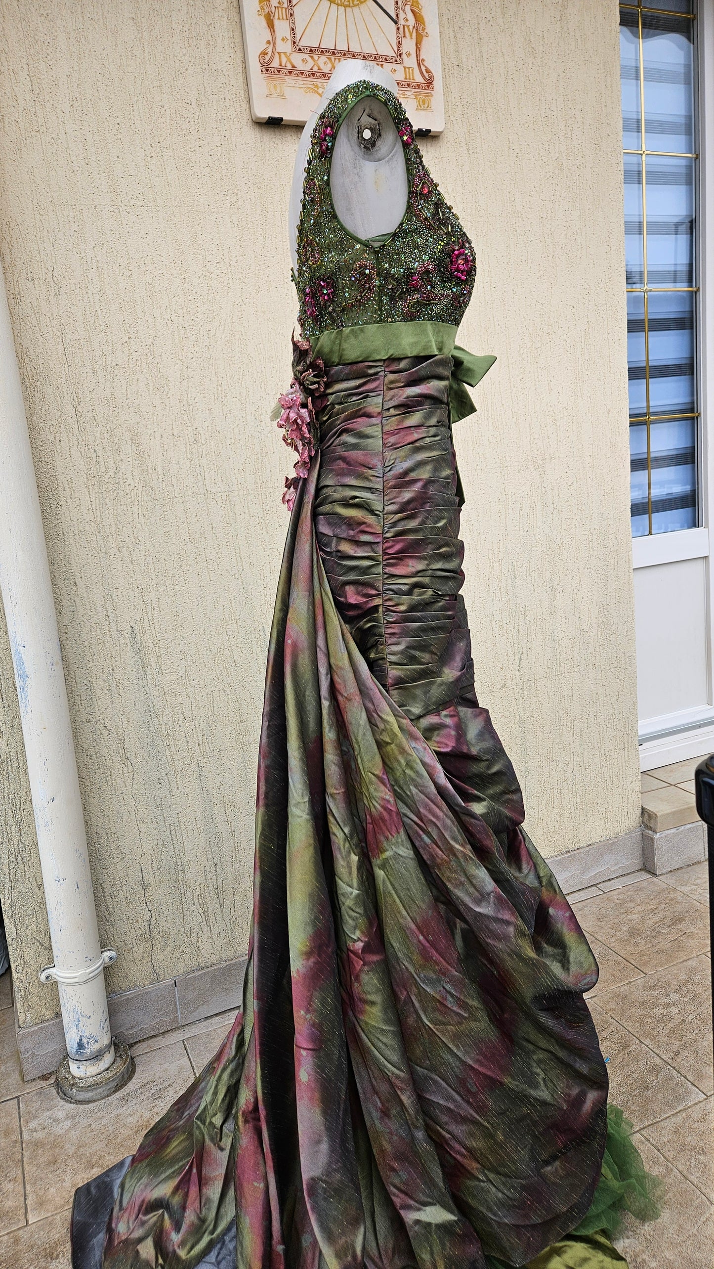 Green embroidered maxi dress