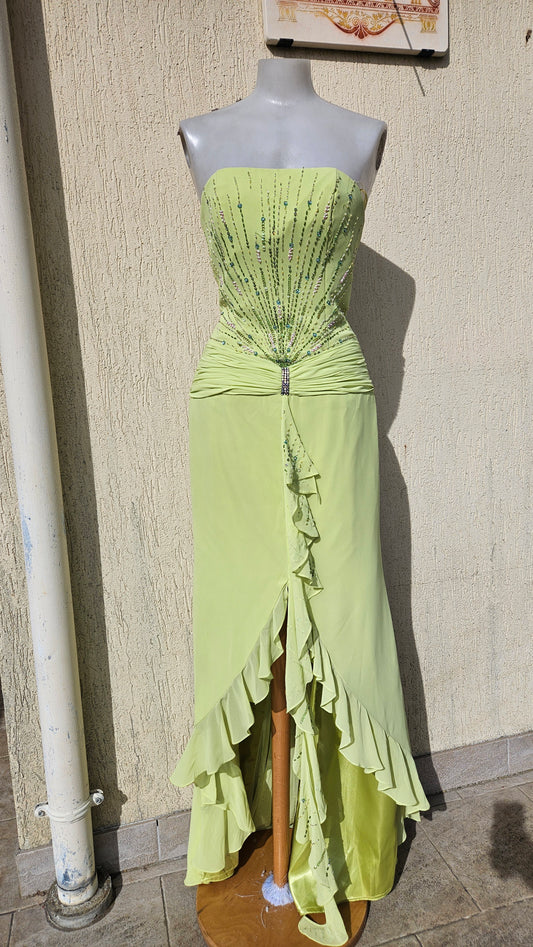 Robe bustier verte brodée