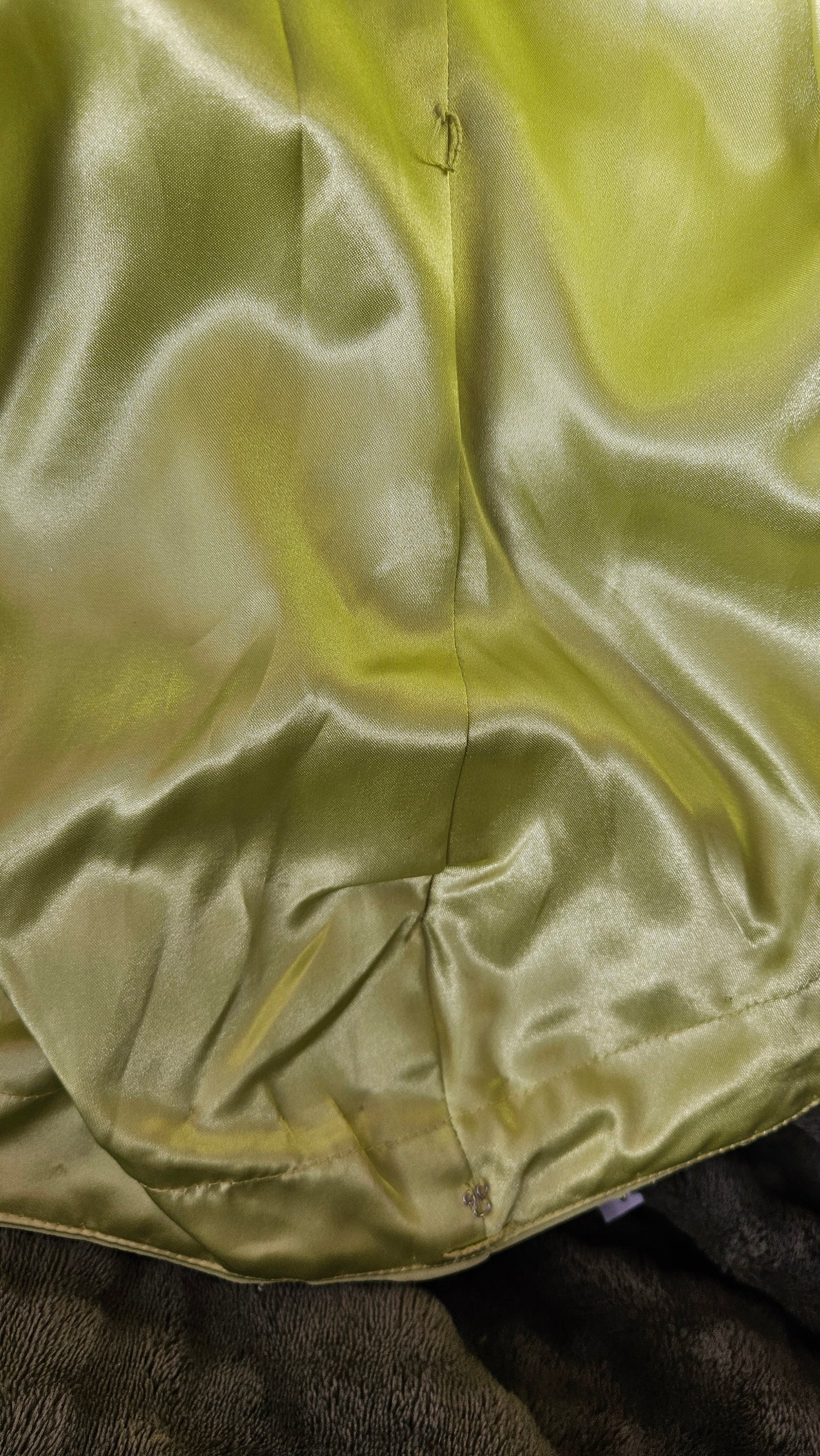 Embroidered green strapless dress