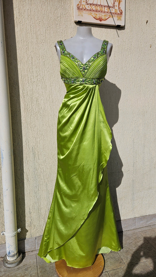 Robe de soirée dos nu verte