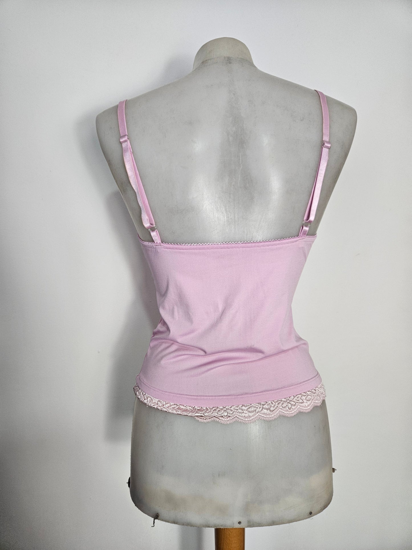 Pink lace and voile top