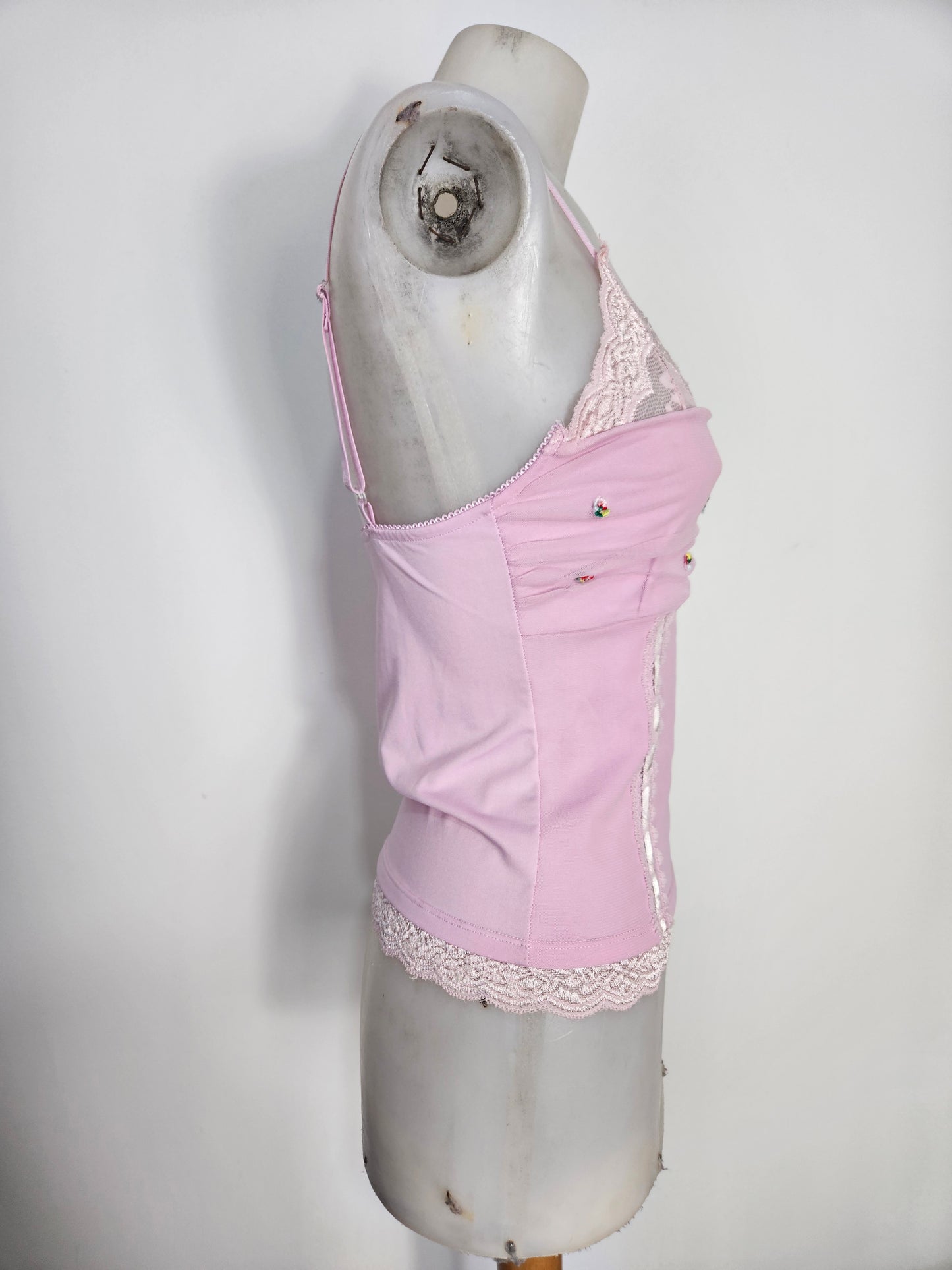 Pink lace and voile top