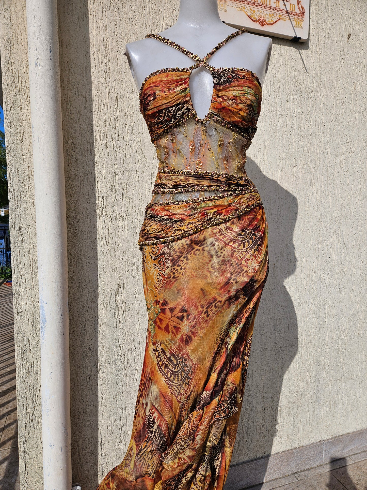 Robe en soie tons orange