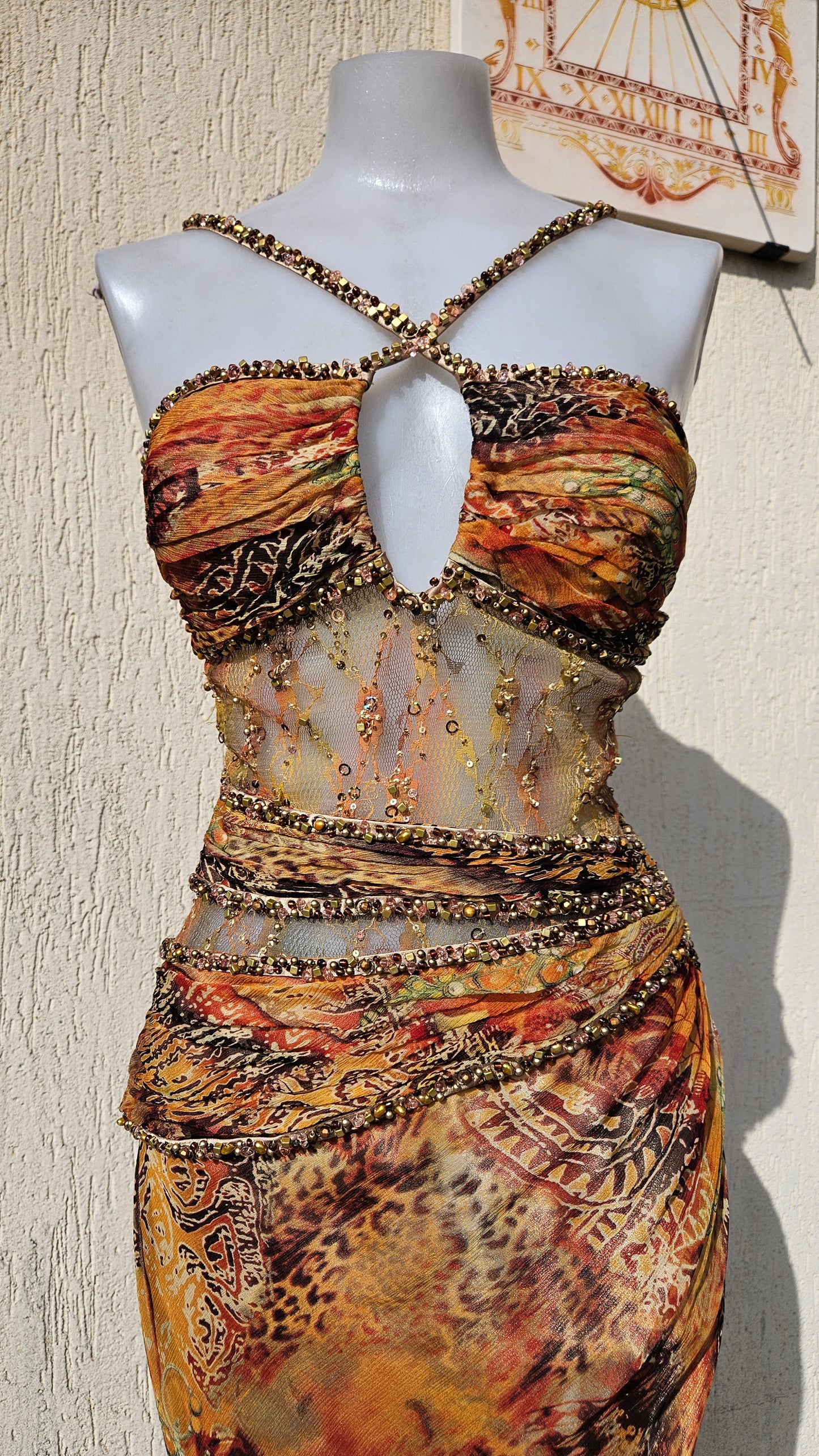 Robe en soie tons orange