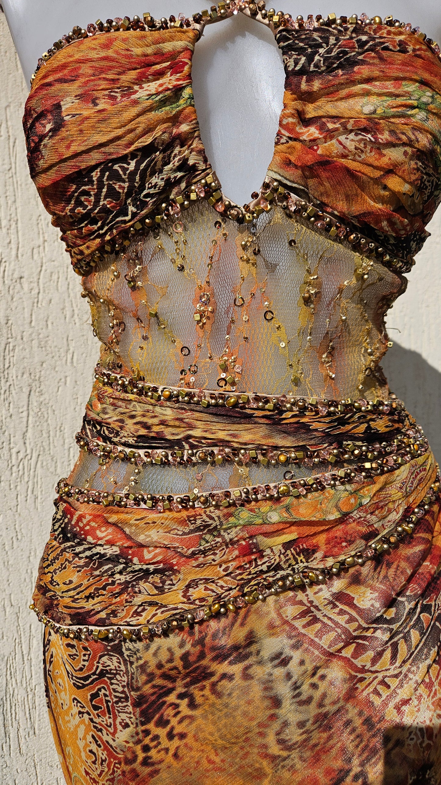Robe en soie tons orange