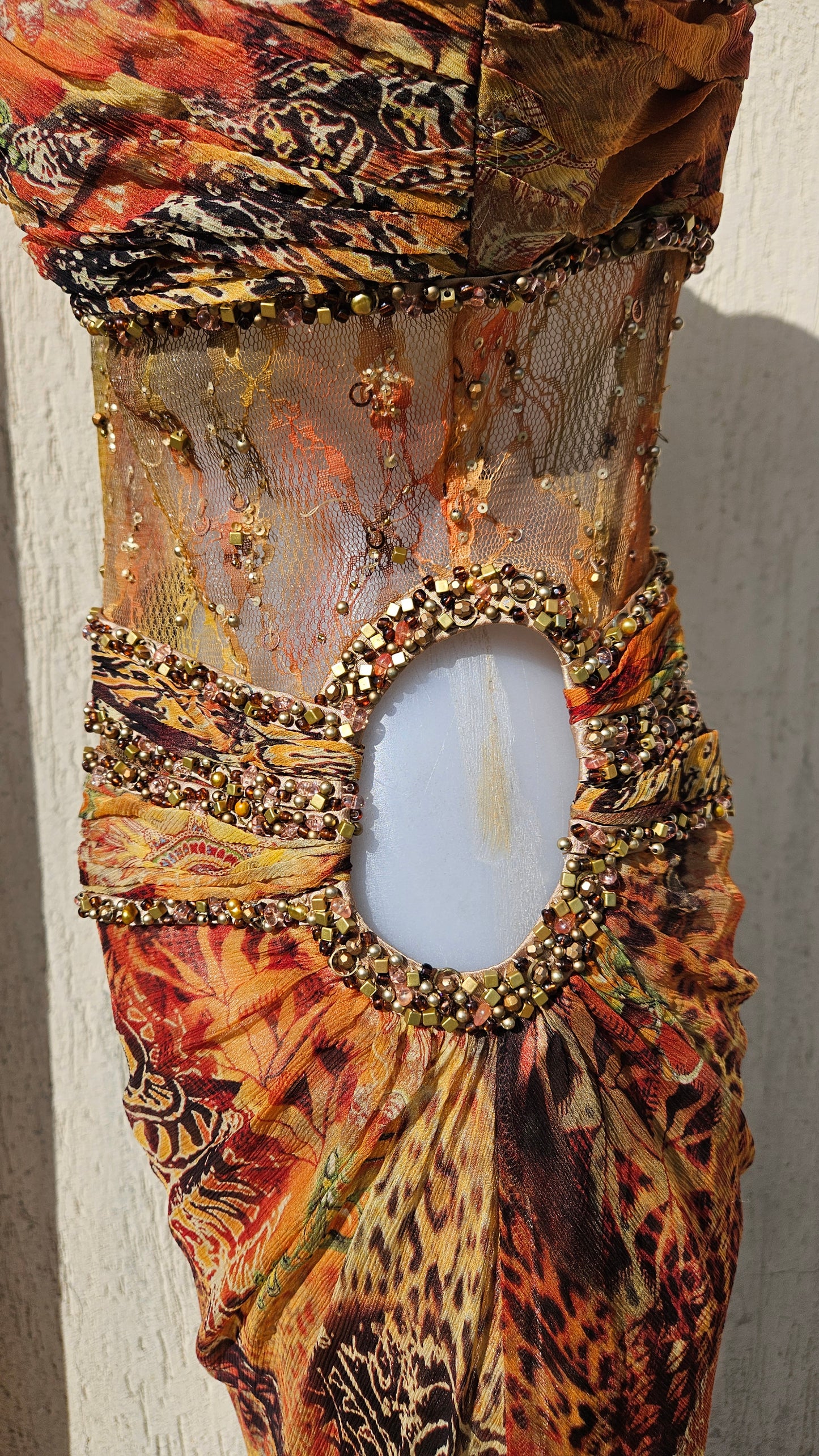 Robe en soie tons orange
