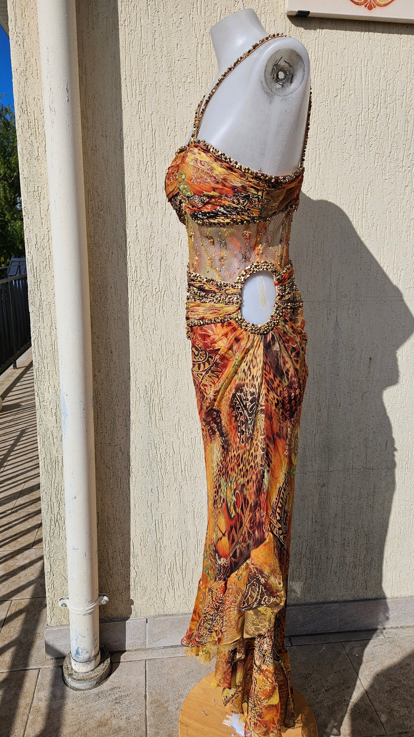 Robe en soie tons orange