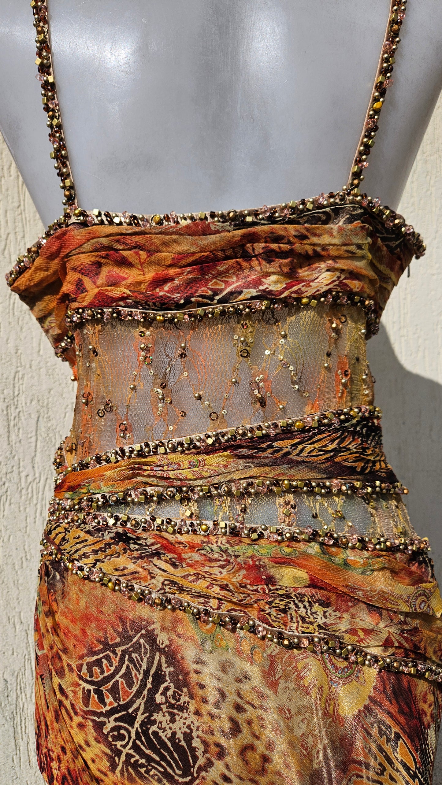 Robe en soie tons orange