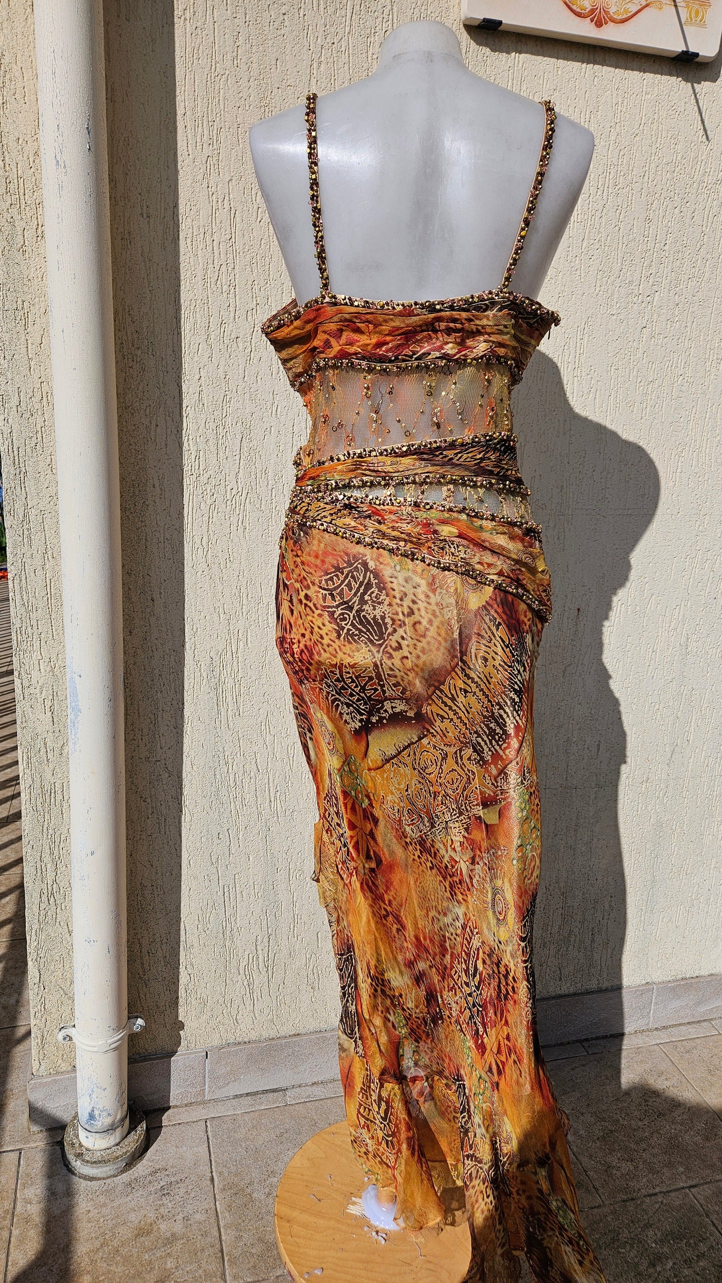 Robe en soie tons orange