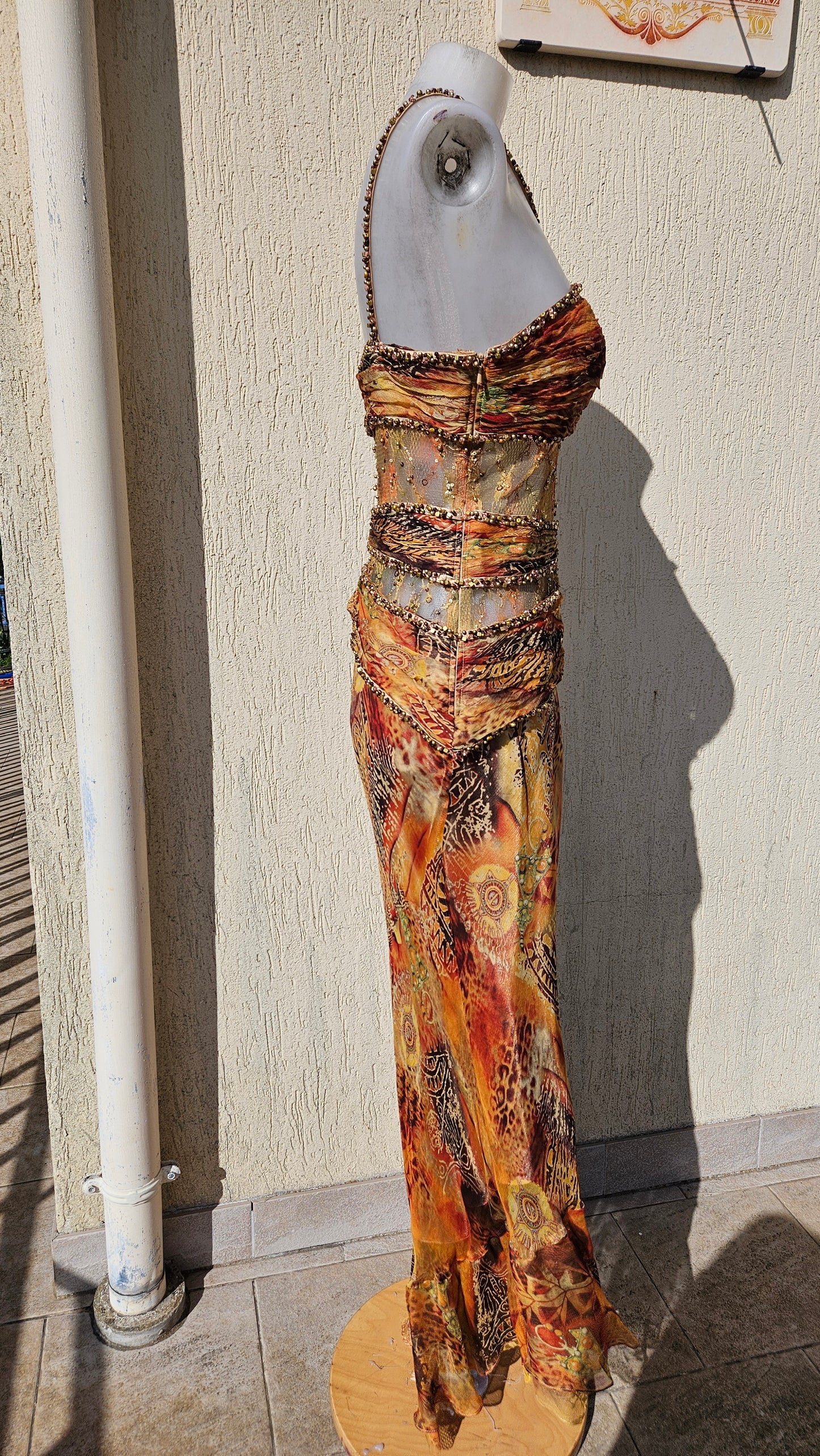 Robe en soie tons orange