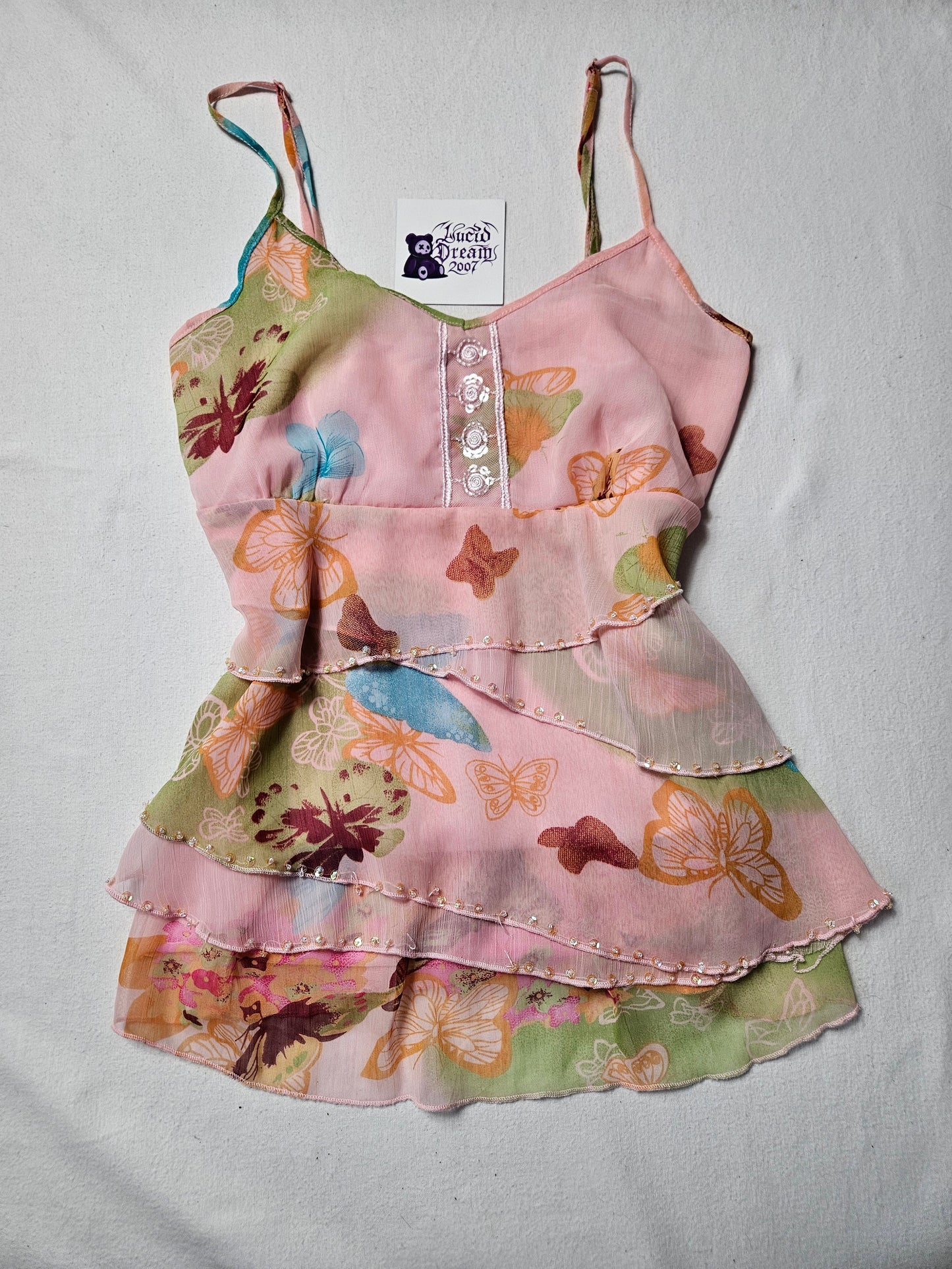 Haut en voile motif papillon