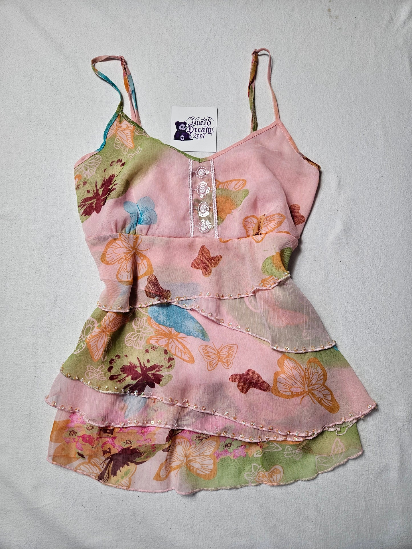 Haut en voile motif papillon