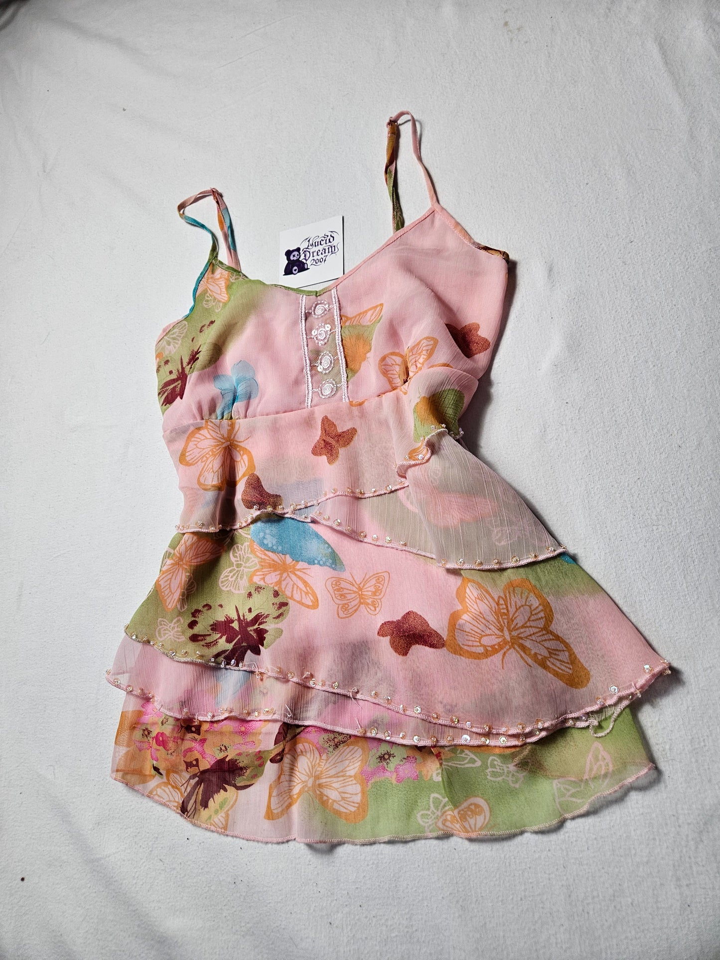 Haut en voile motif papillon
