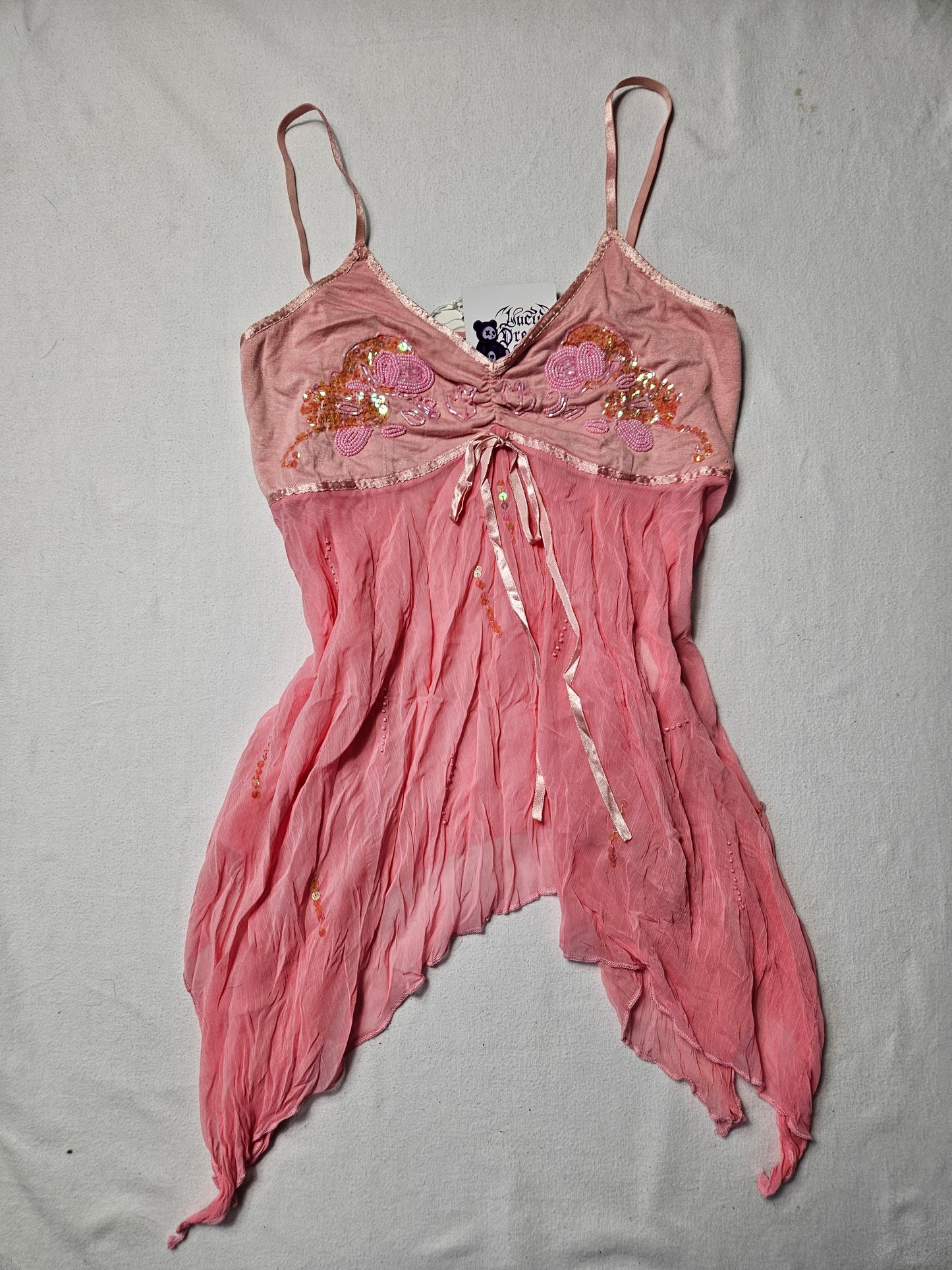 Haut en voile asymétrique rose