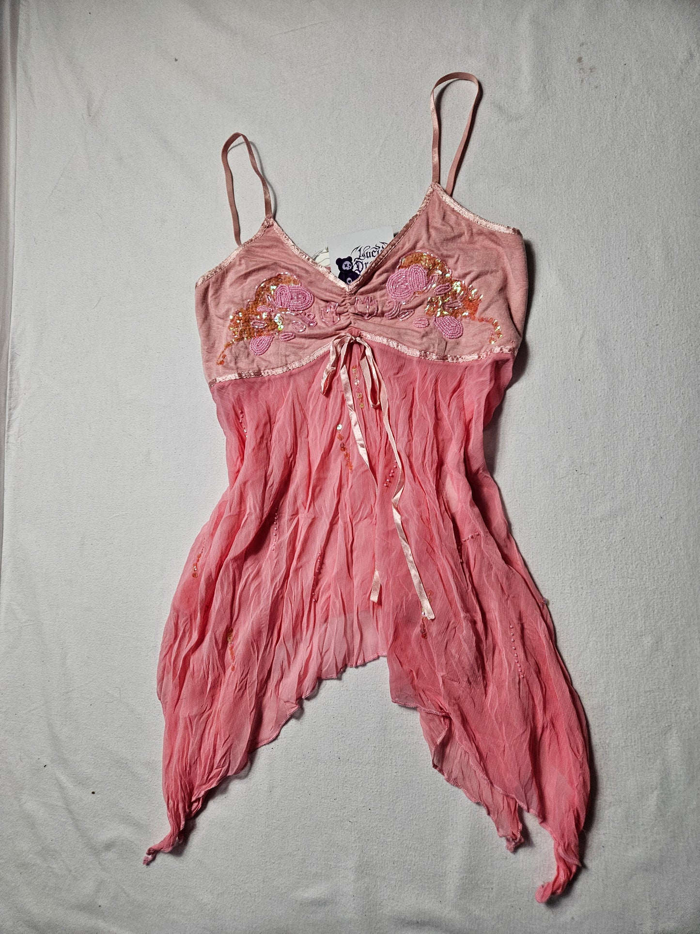 Haut en voile asymétrique rose