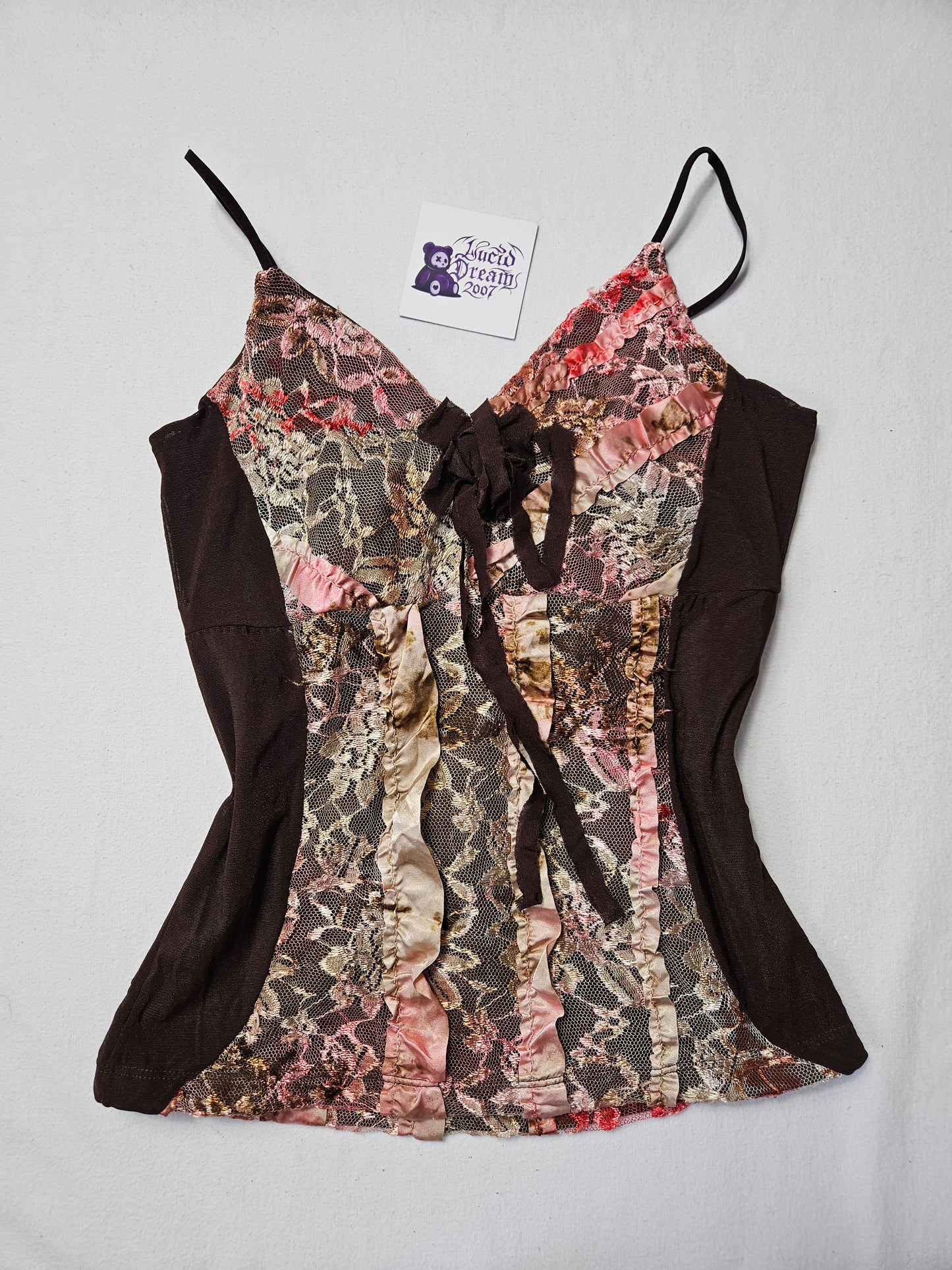 Haut marron détails floral