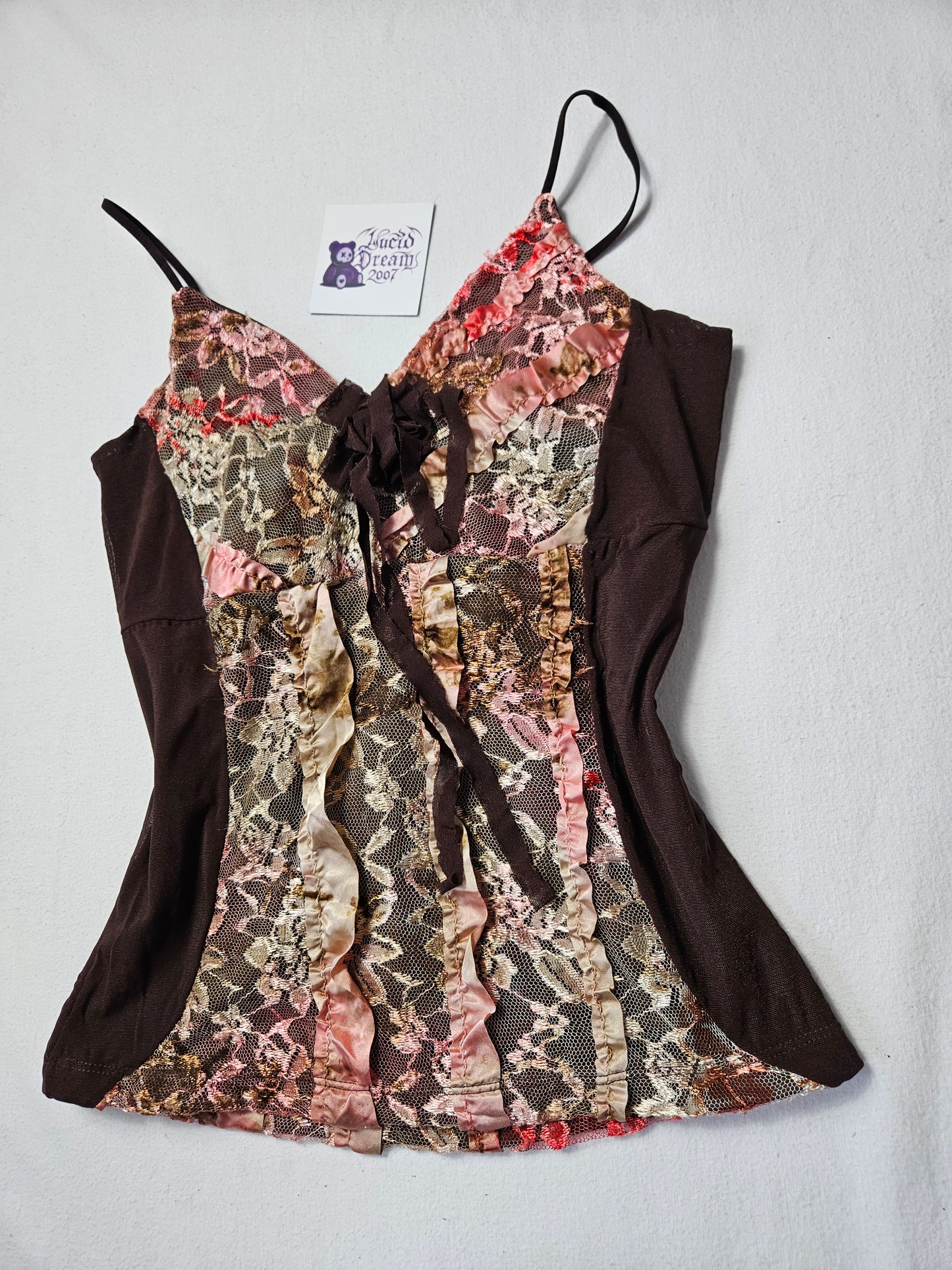 Haut marron détails floral