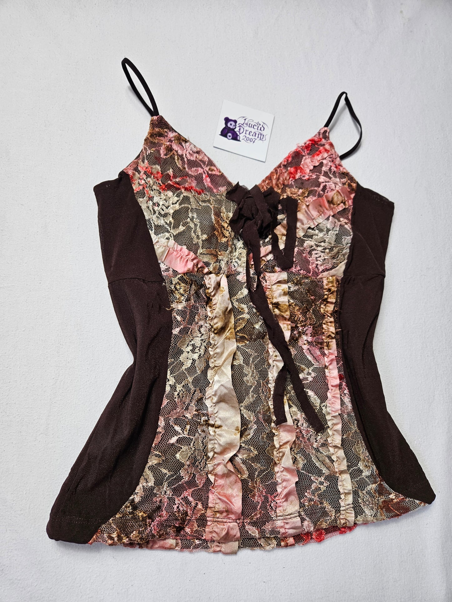 Haut marron détails floral