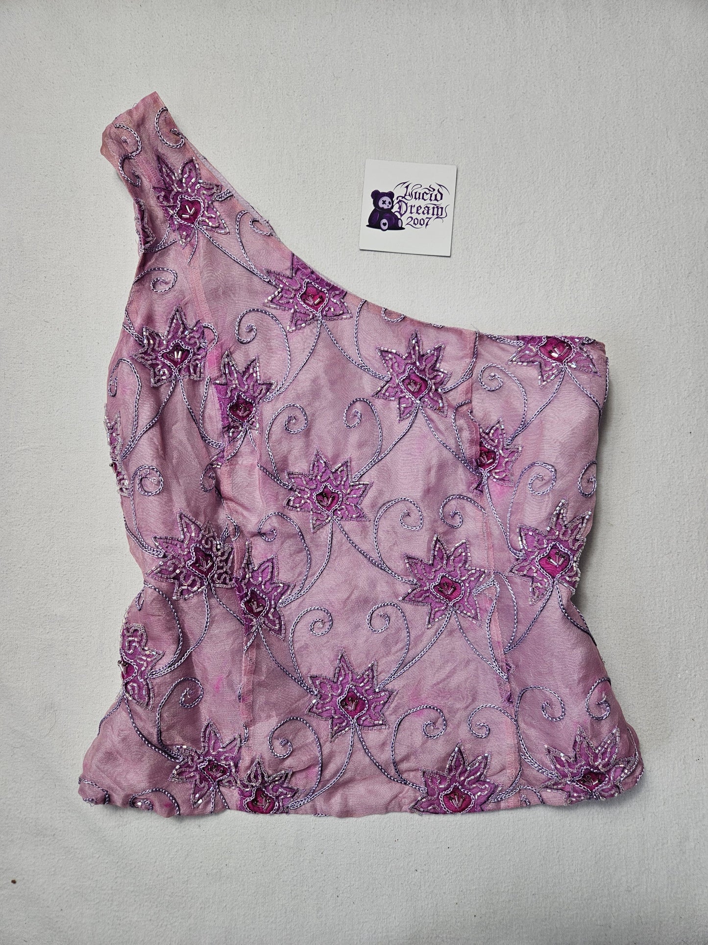 Haut asymétrique brodé lila
