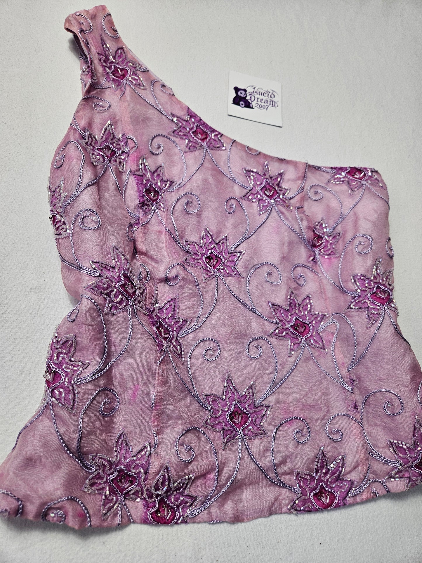 Haut asymétrique brodé lila