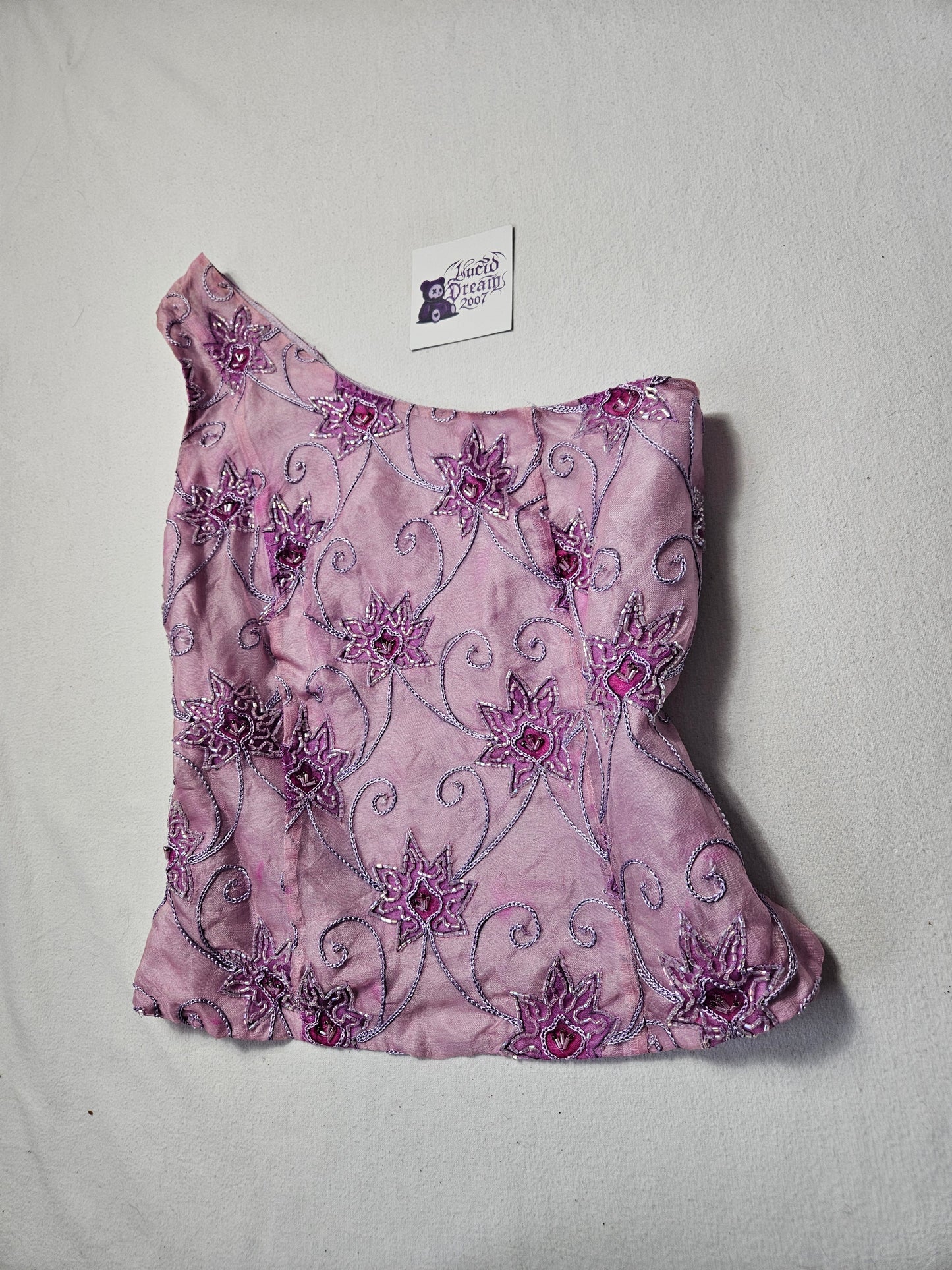 Haut asymétrique brodé lila