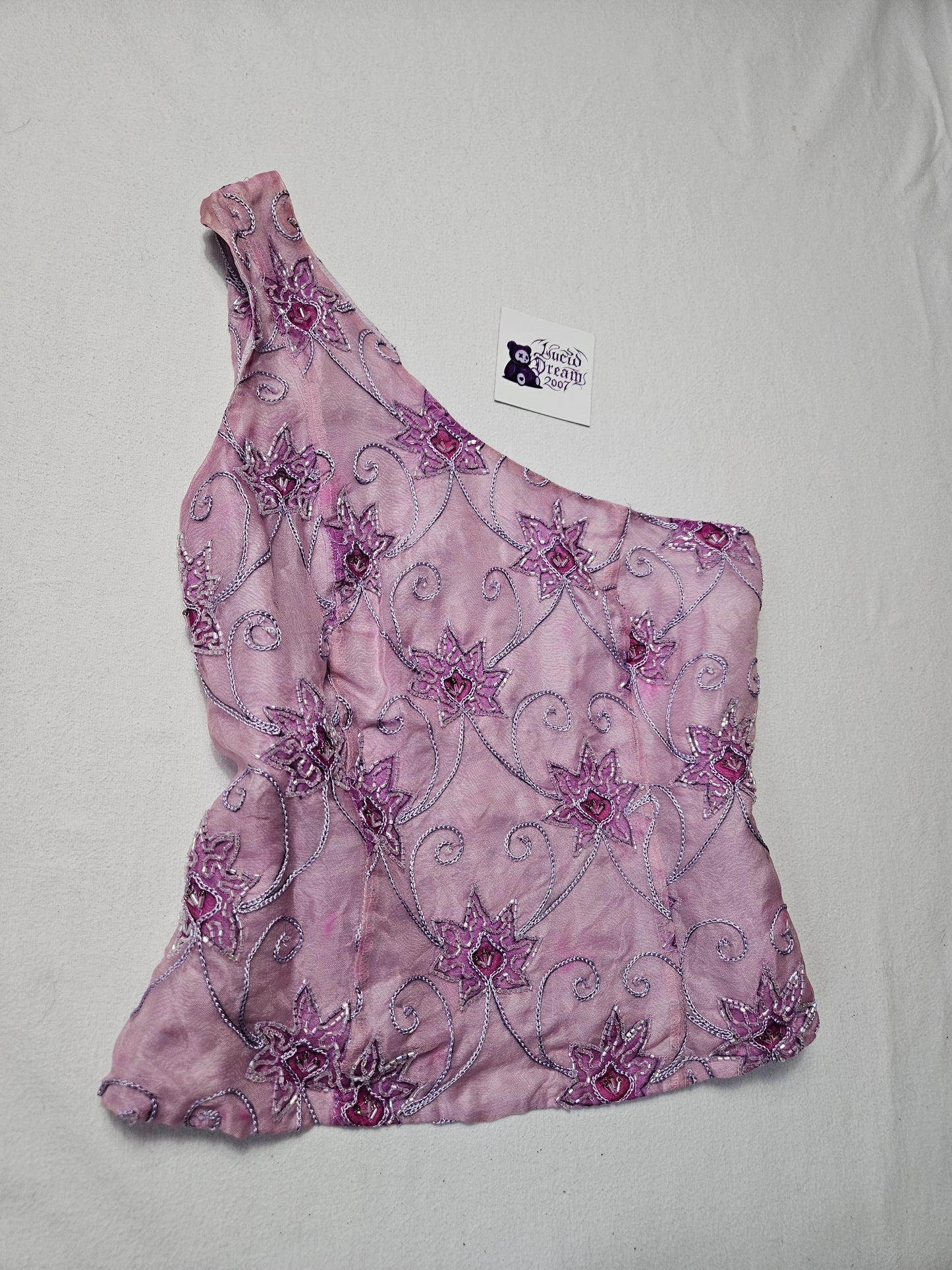Haut asymétrique brodé lila