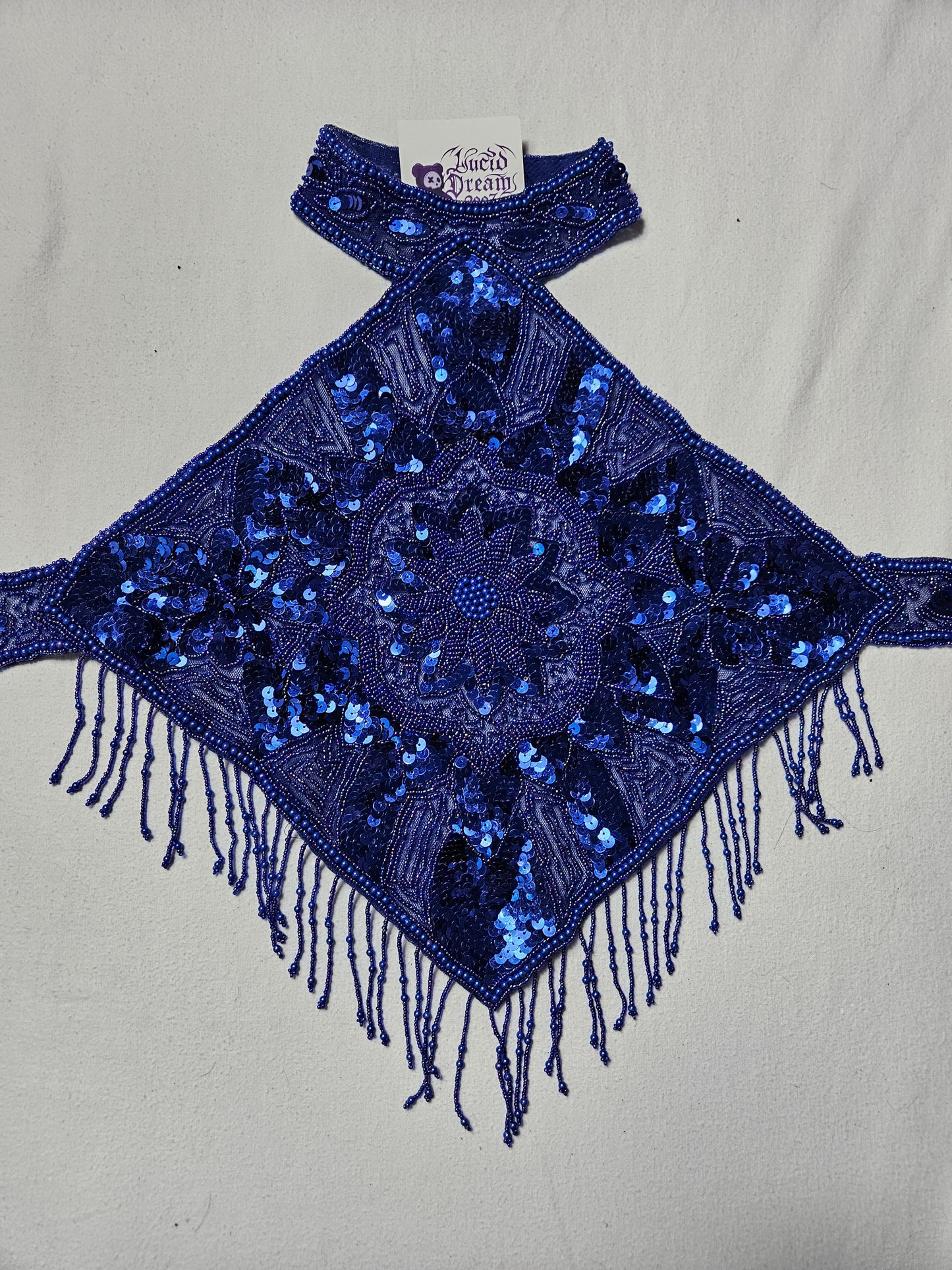 Dos nu brodé bleu