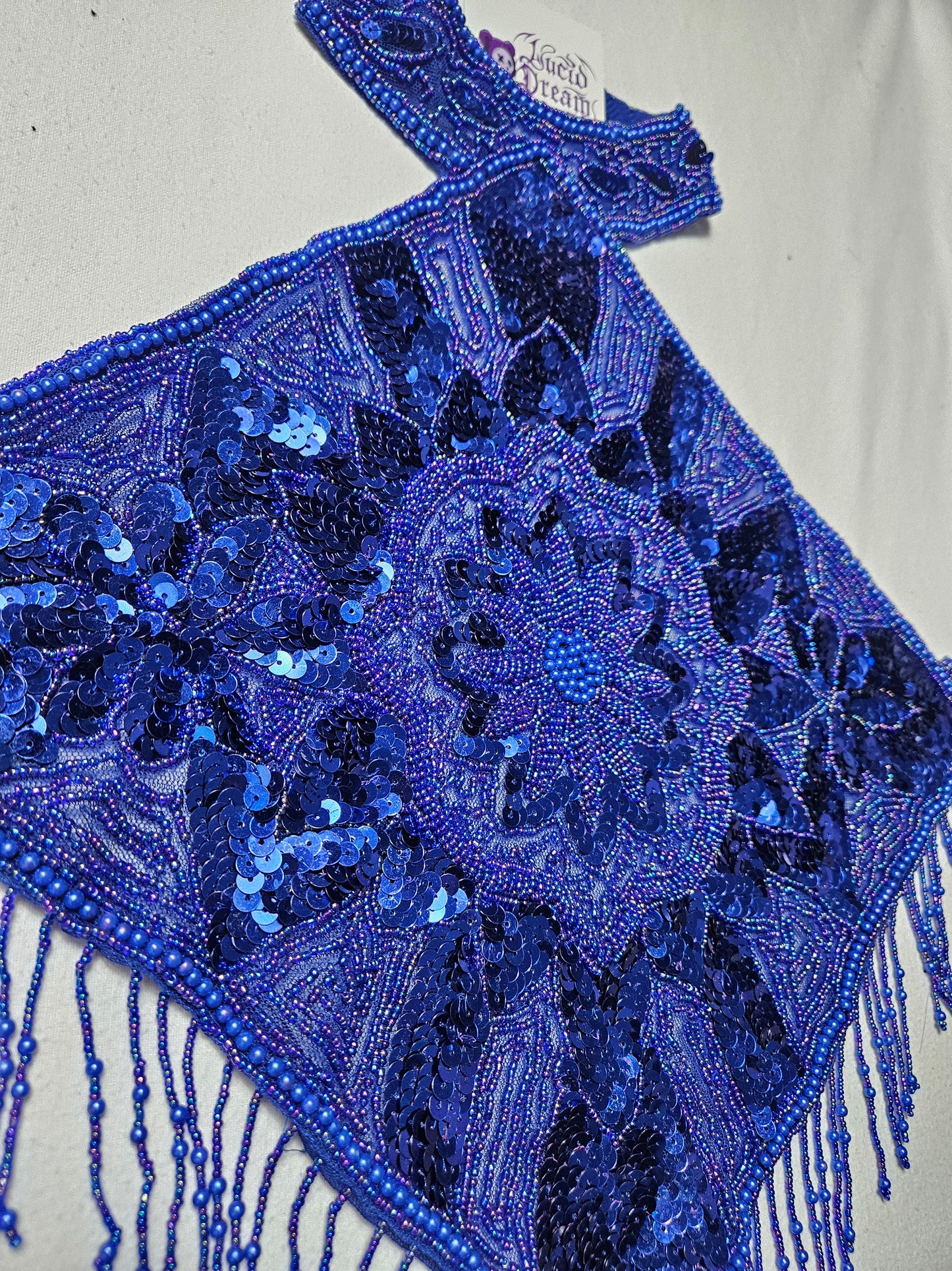 Dos nu brodé bleu