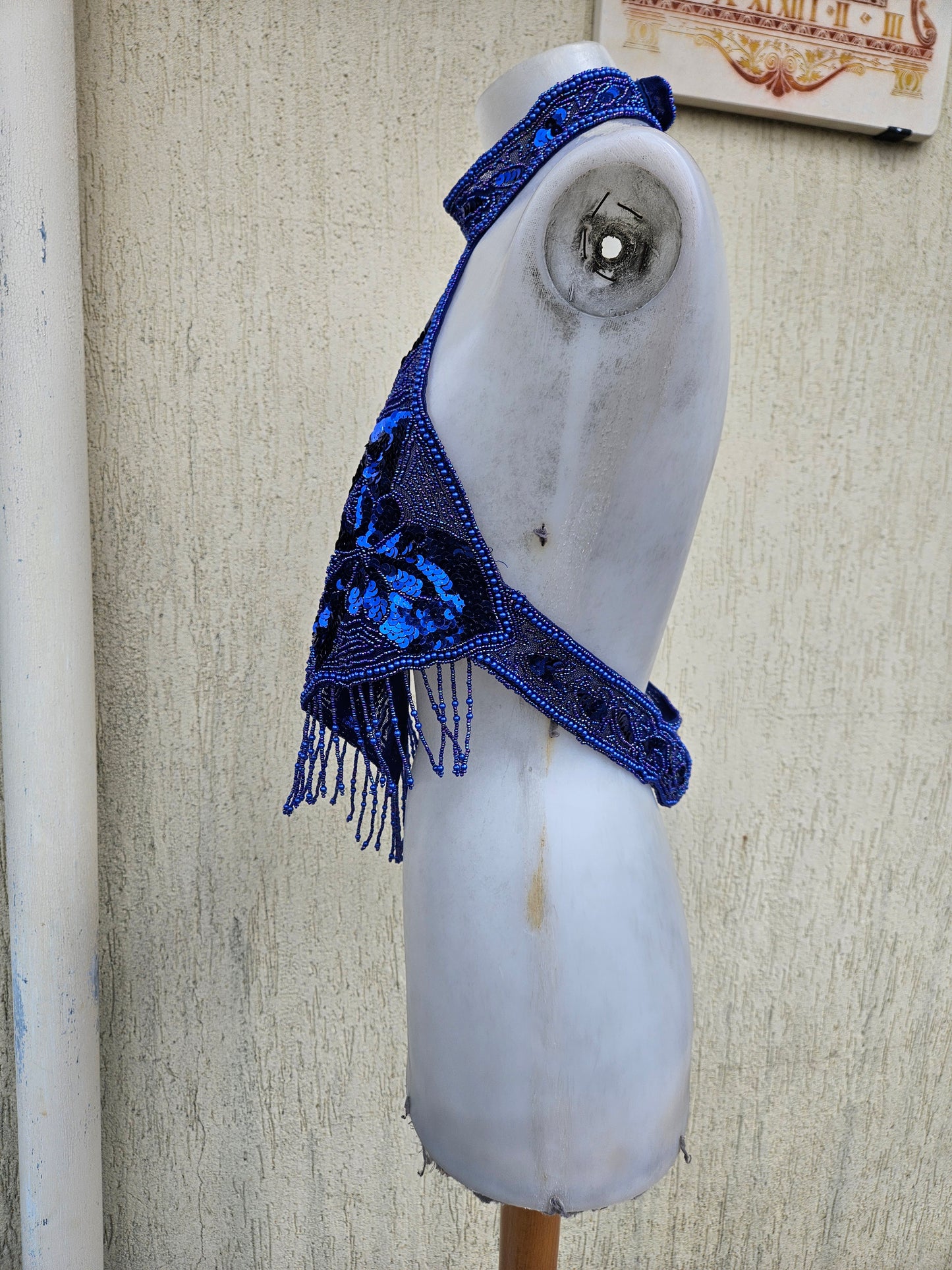 Dos nu brodé bleu