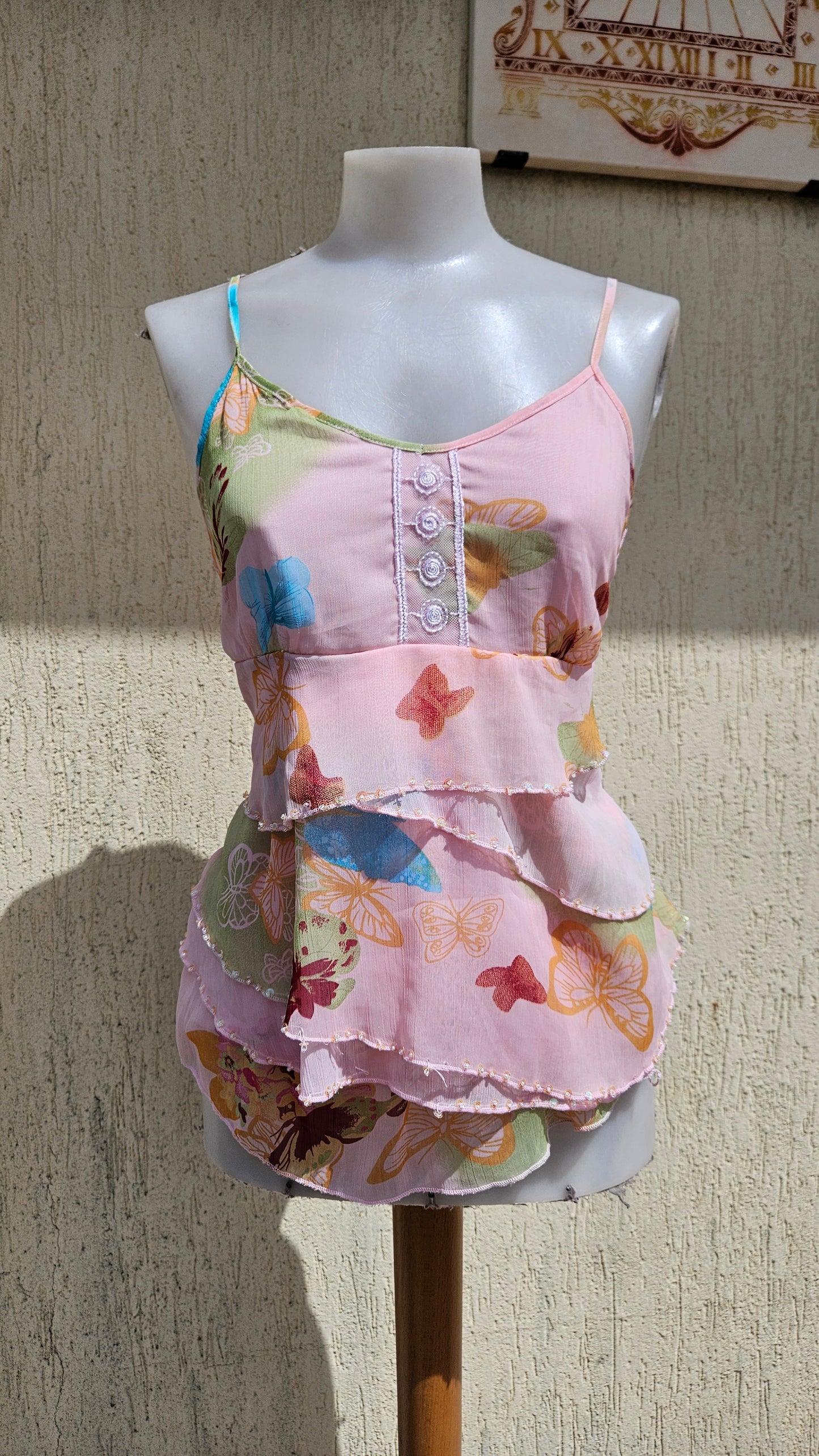 Haut en voile motif papillon