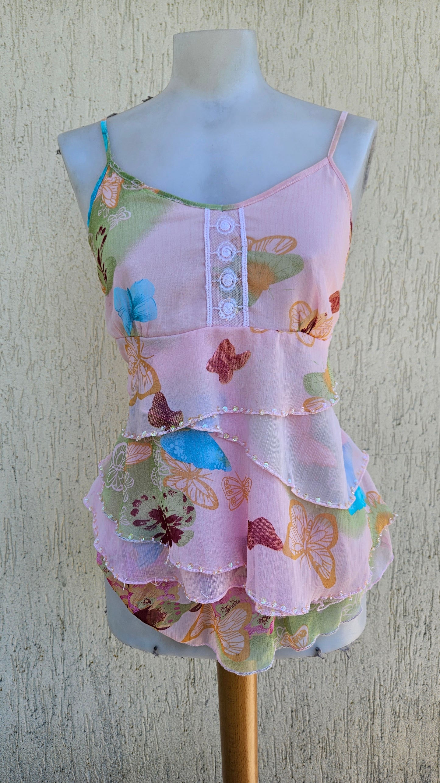 Haut en voile motif papillon