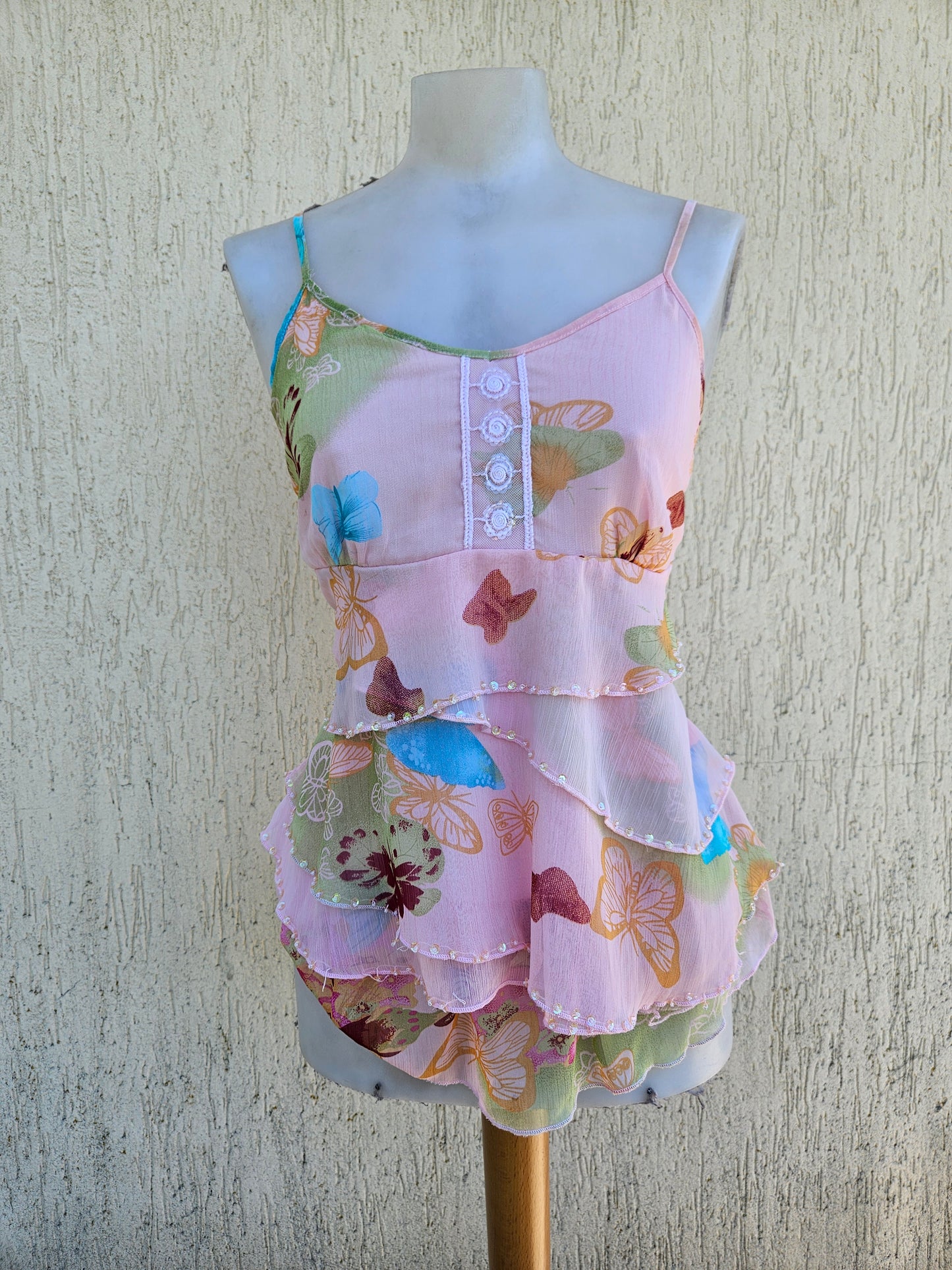 Haut en voile motif papillon