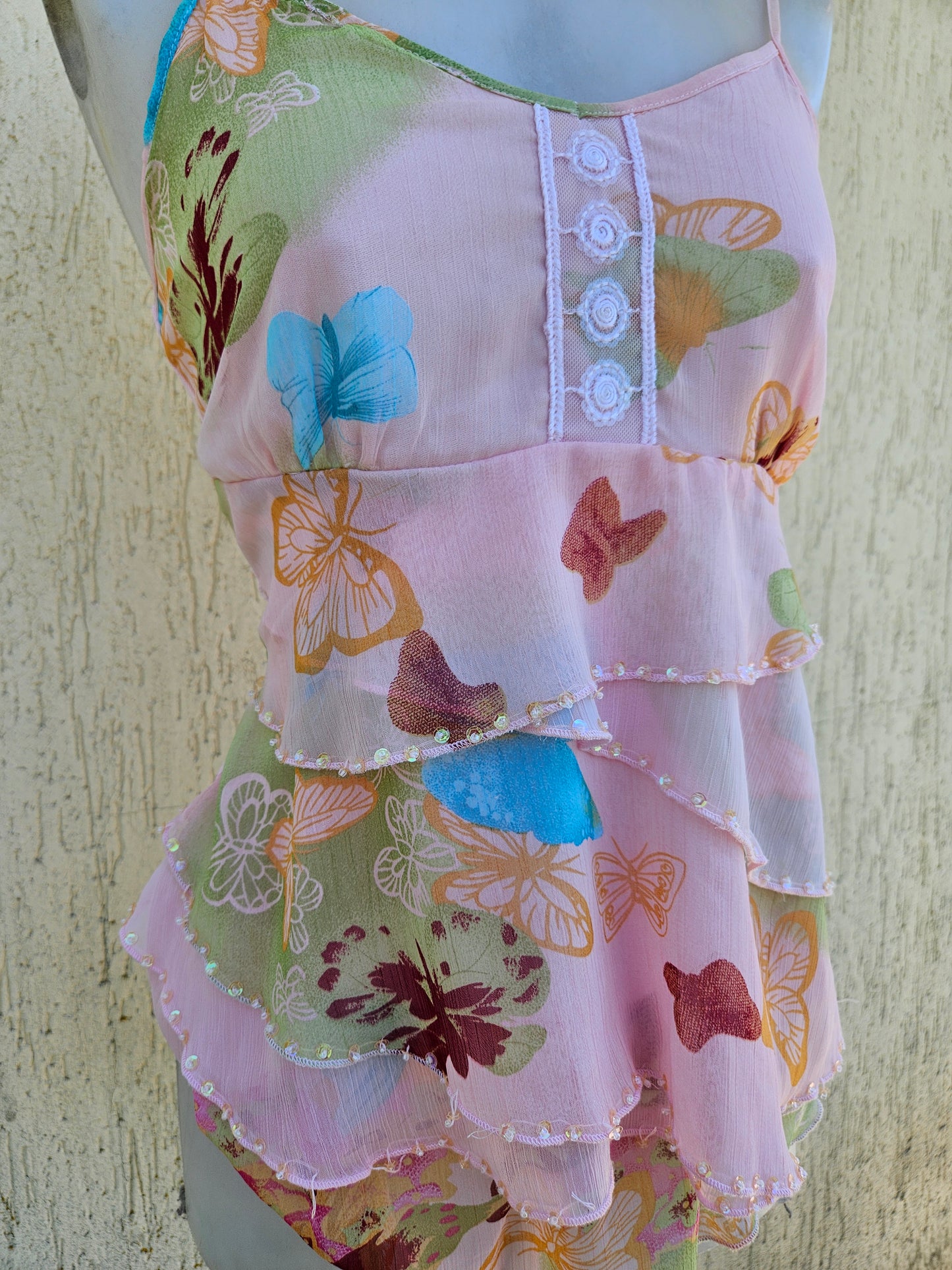 Haut en voile motif papillon
