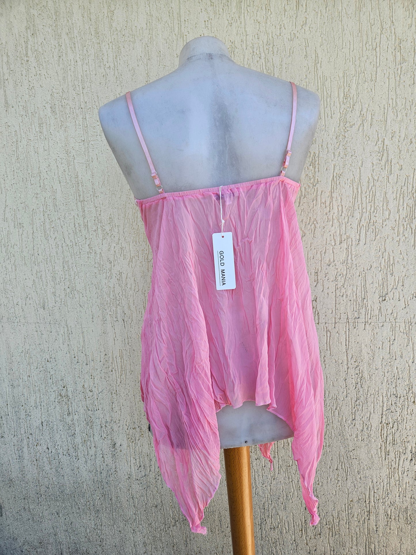 Haut en voile asymétrique rose