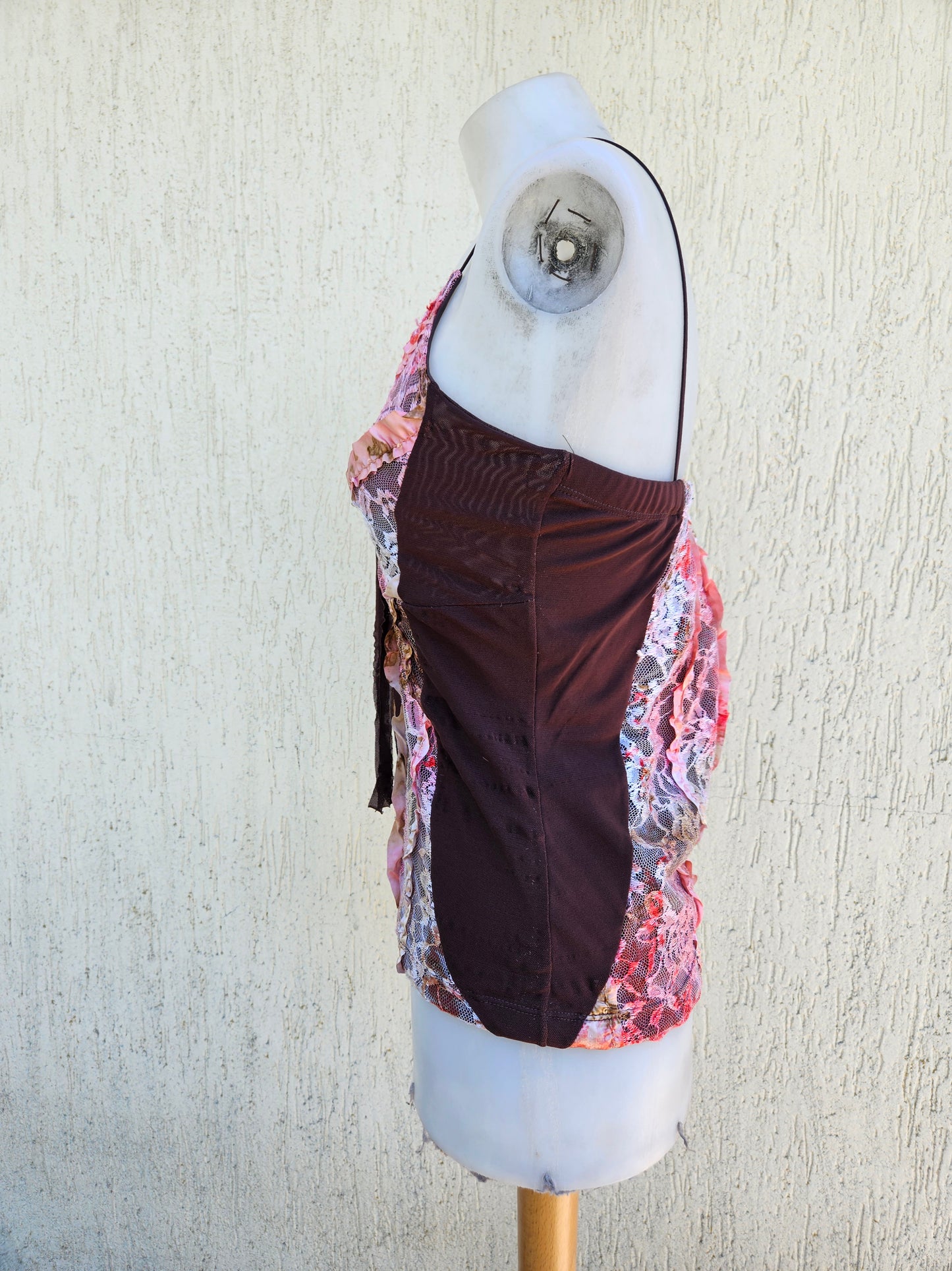 Haut marron détails floral