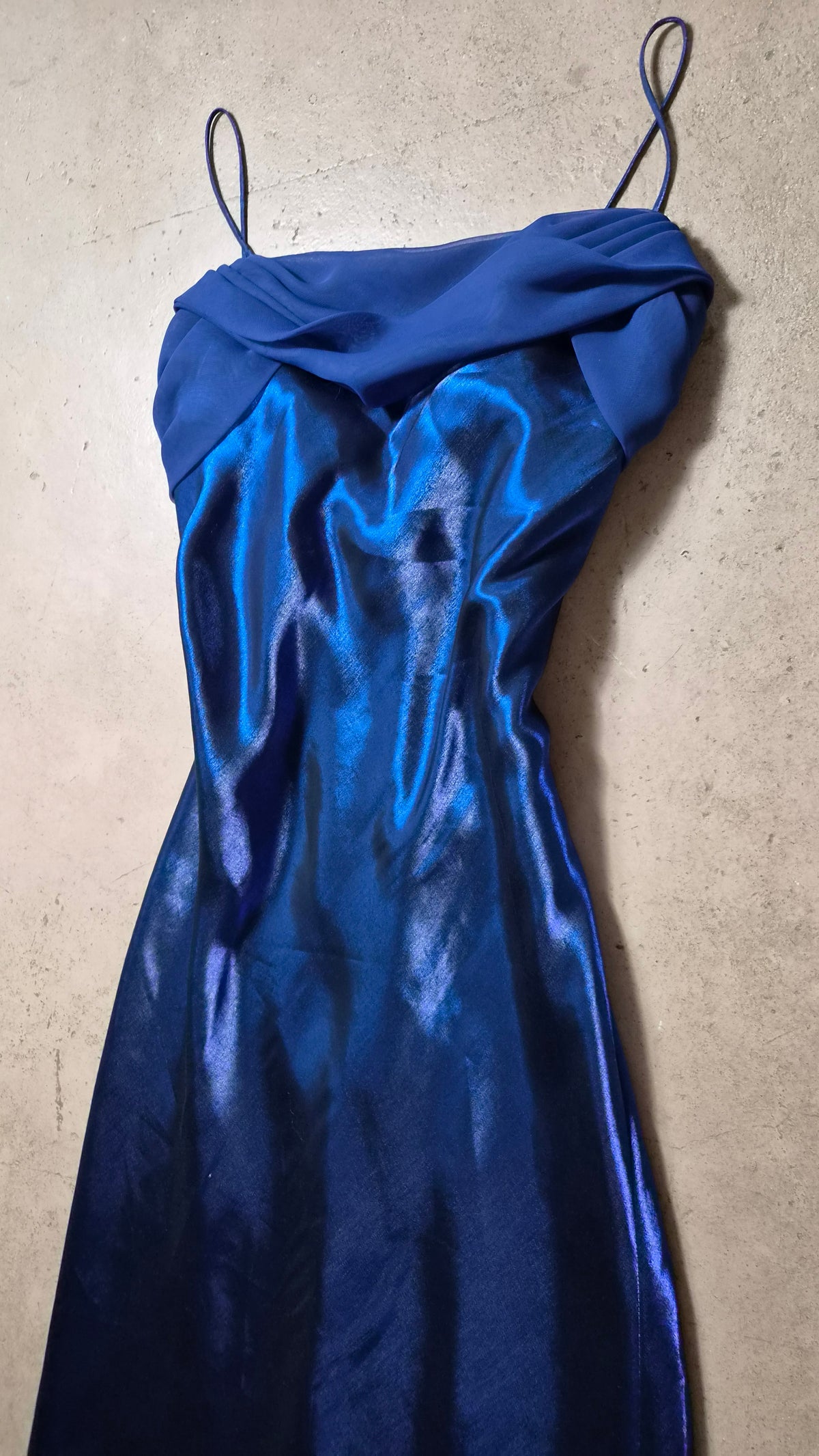 Midnight blue satin dress