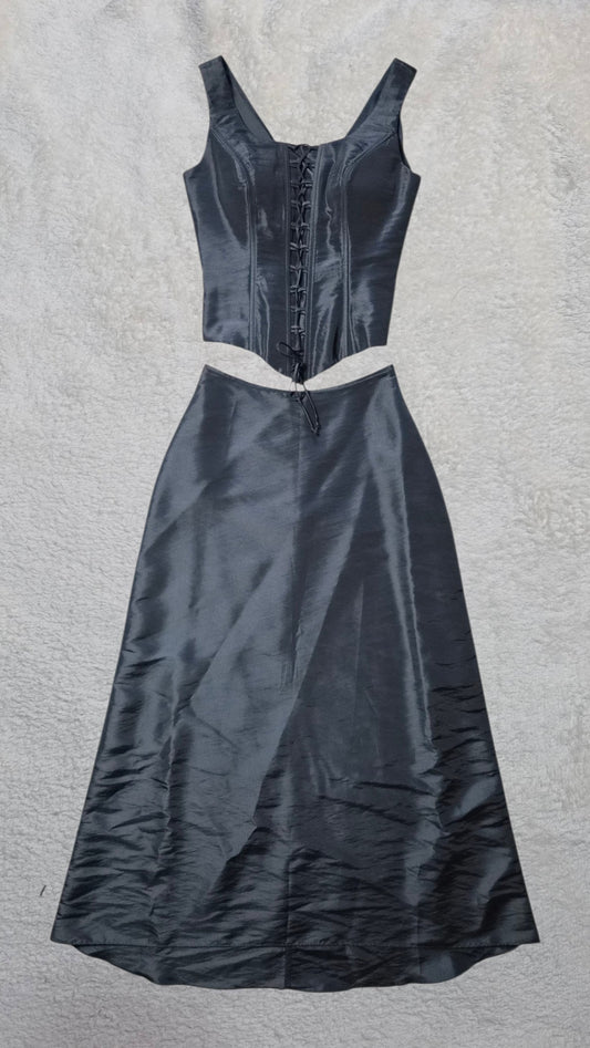 Ensemble noir haut effet corset