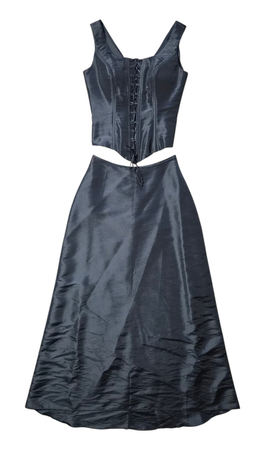 Ensemble noir haut effet corset