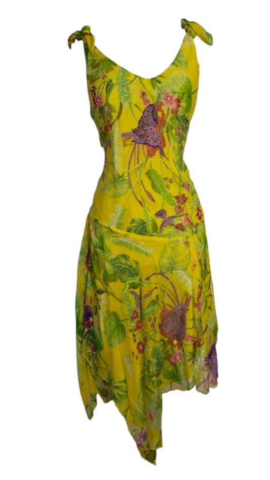Robe brodée jaune René Derhy
