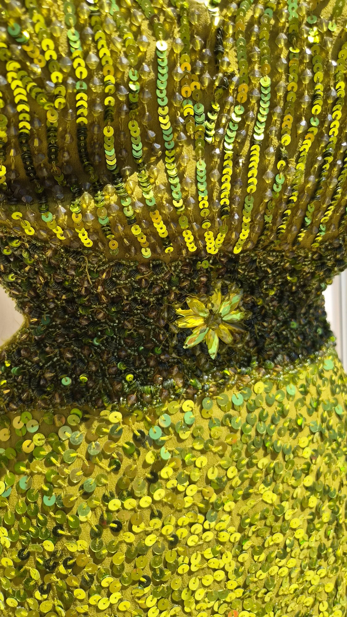Robe verte brodée