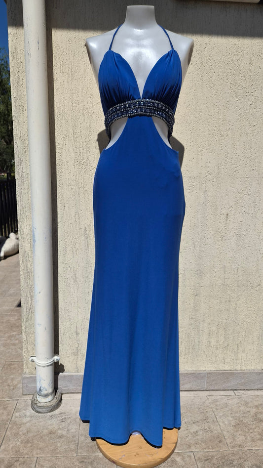 Robe bleue à découpes
