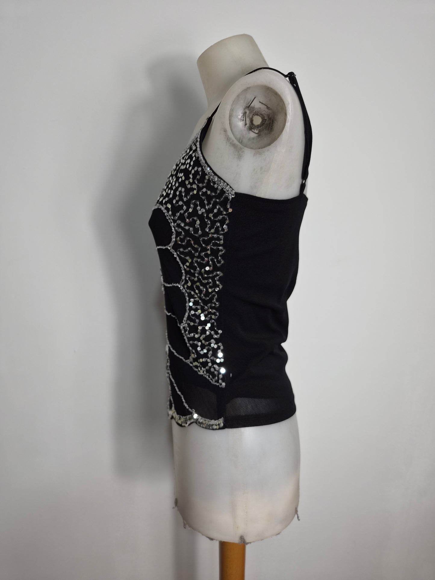 Asymmetric top with butterfly embroidery