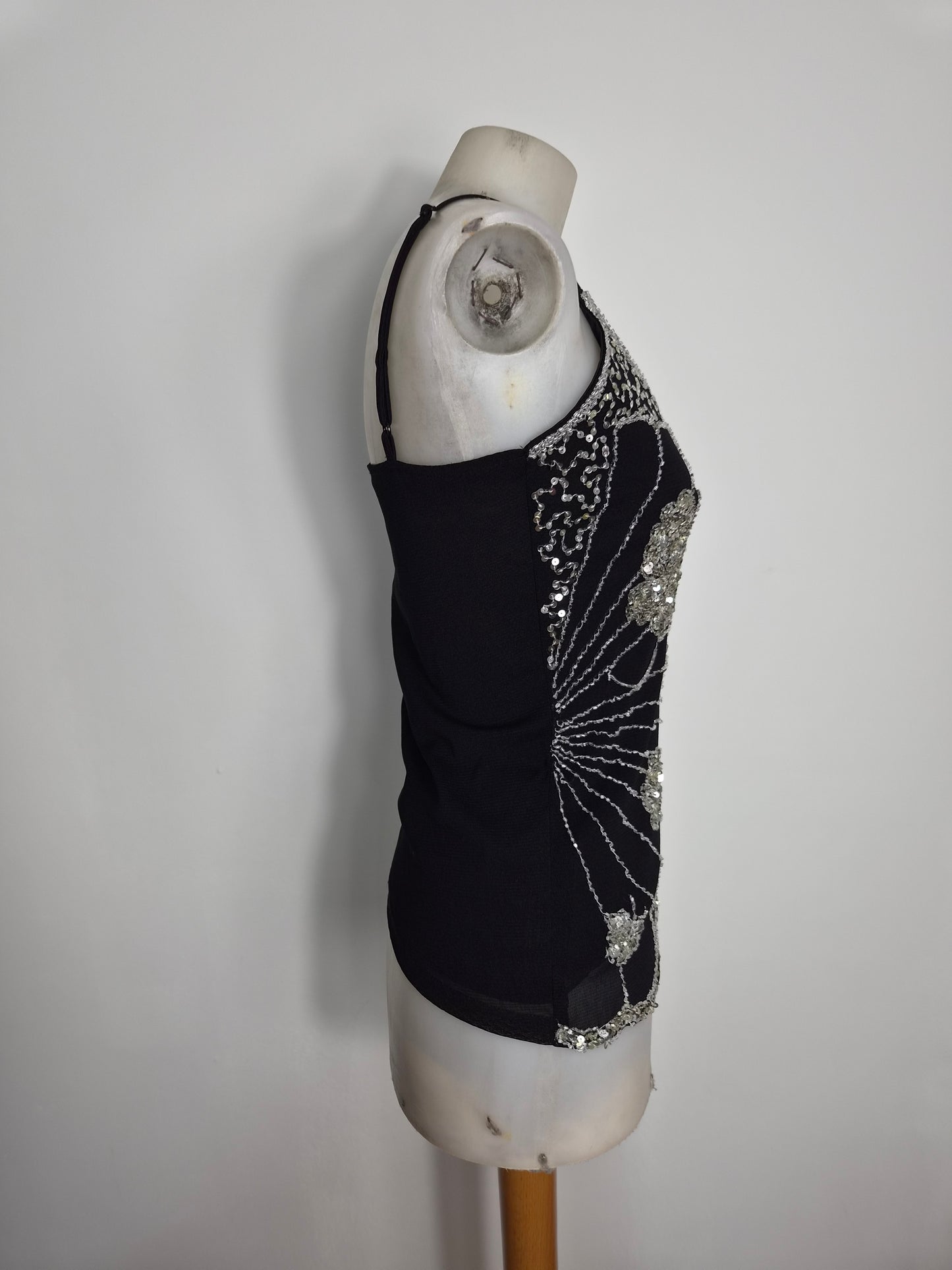Asymmetric top with butterfly embroidery